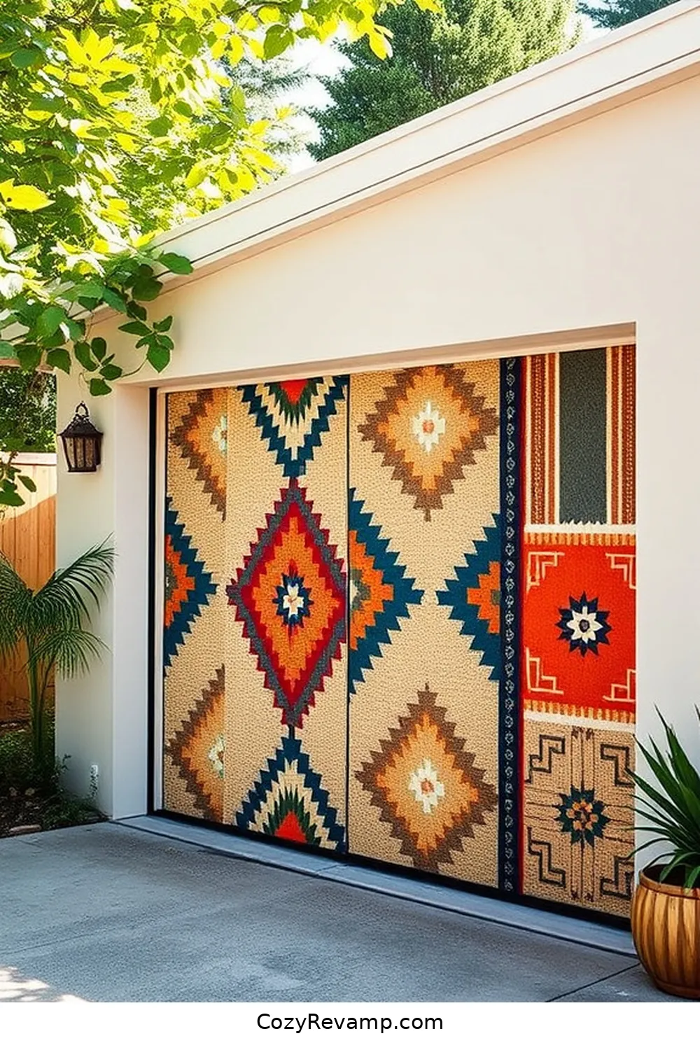 Design a Fabric-Covered Garage Door for 20 Ways to Design a Mid-Century Modern Garage With Upcycled Fabric Material