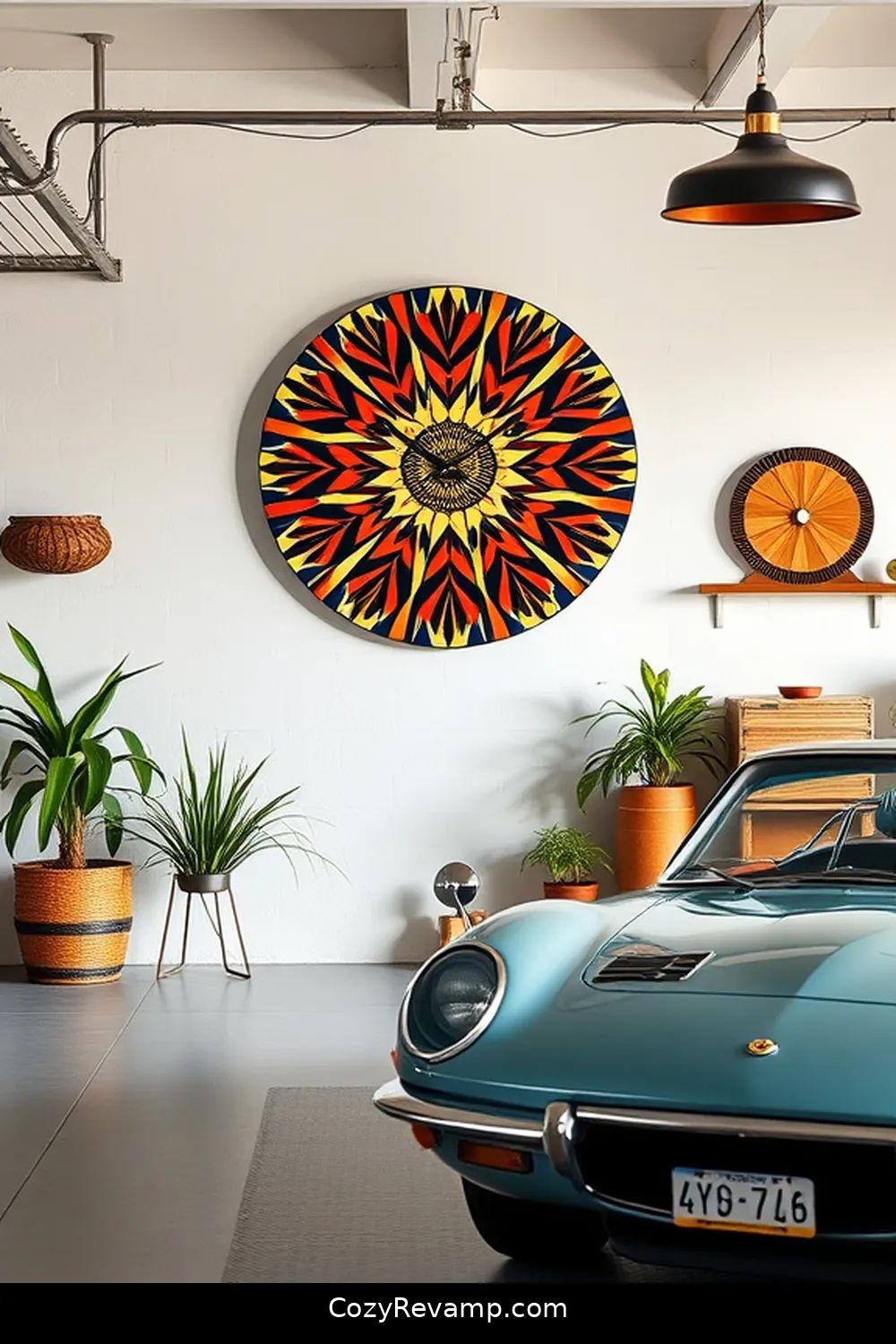 Design a Fabric Wall Clock for Style for 20 Ways to Design a Mid-Century Modern Garage With Upcycled Fabric Material