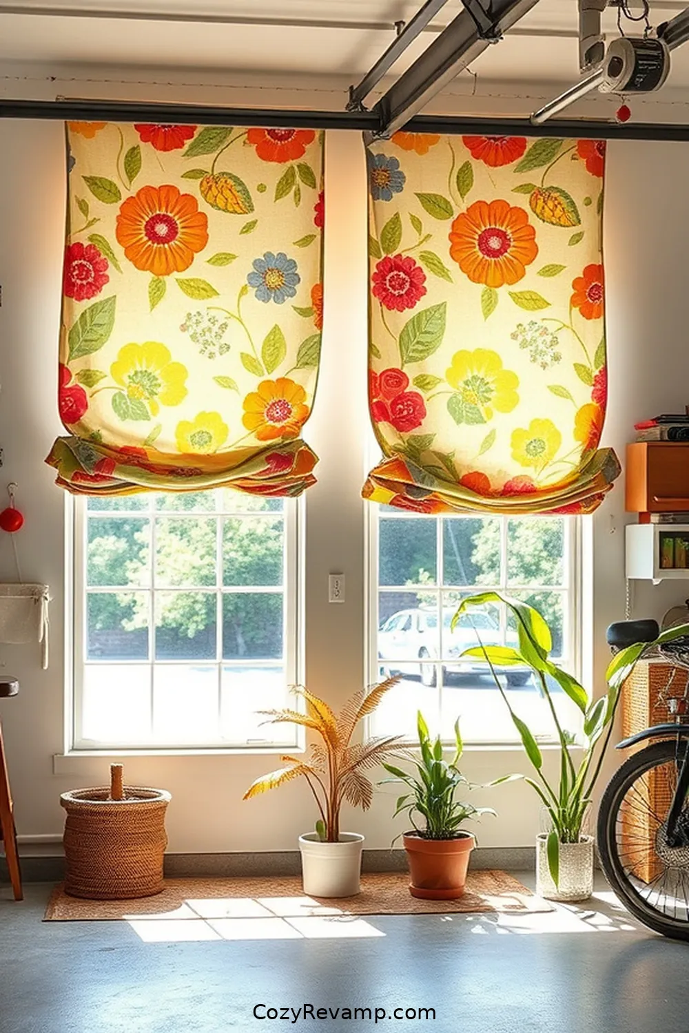 Make Window Treatments With Vintage Fabrics for 20 Ways to Design a Mid-Century Modern Garage With Upcycled Fabric Material