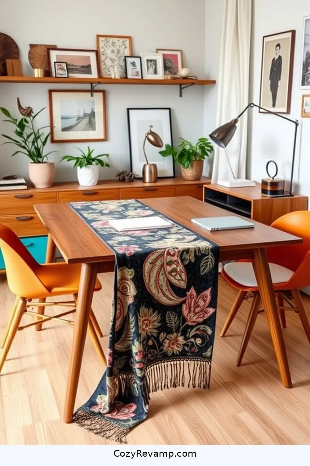 Make a Fabric Table Runner for Workspaces for 20 Ways to Design a Mid-Century Modern Garage With Upcycled Fabric Material
