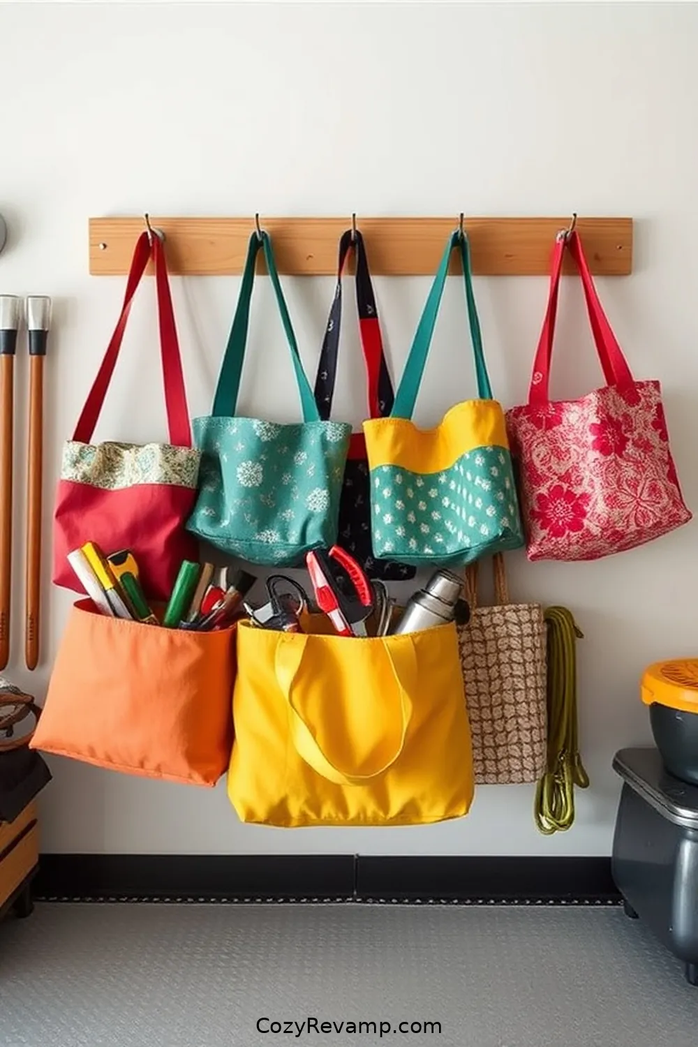 Sew Fabric Organizer Bags for Tools for 20 Ways to Design a Mid-Century Modern Garage With Upcycled Fabric Material