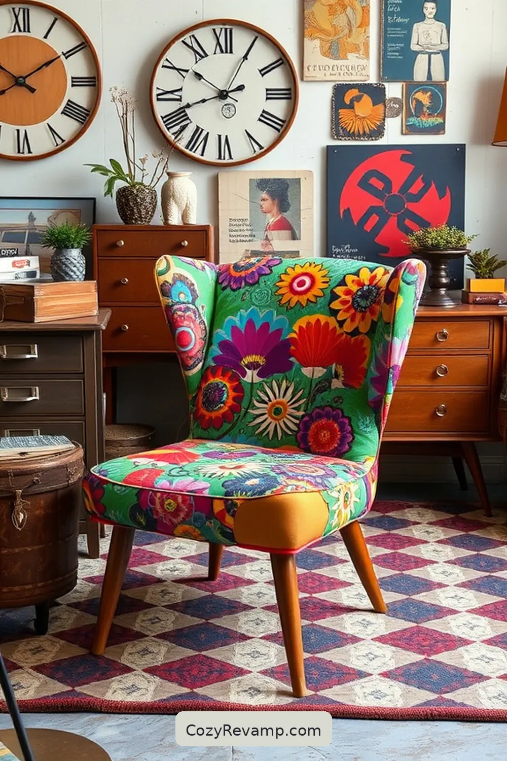 Upholster a Vintage Chair With Upcycled Fabric for 20 Ways to Design a Mid-Century Modern Garage With Upcycled Fabric Material