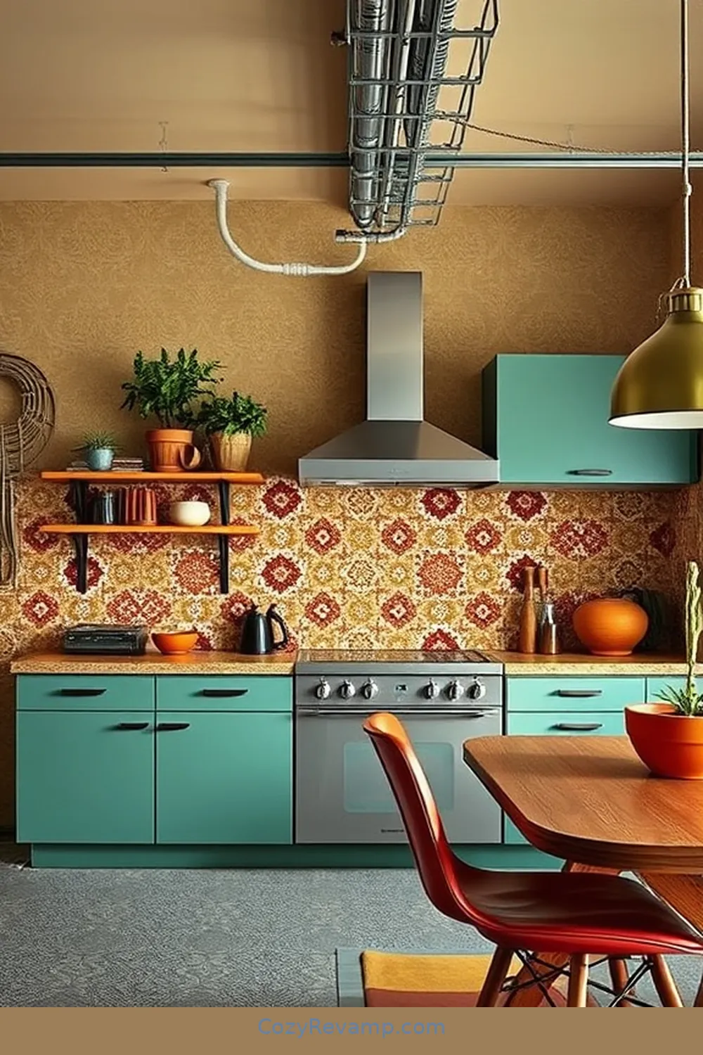 Use Fabric to Create a Retro Backsplash for 20 Ways to Design a Mid-Century Modern Garage With Upcycled Fabric Material