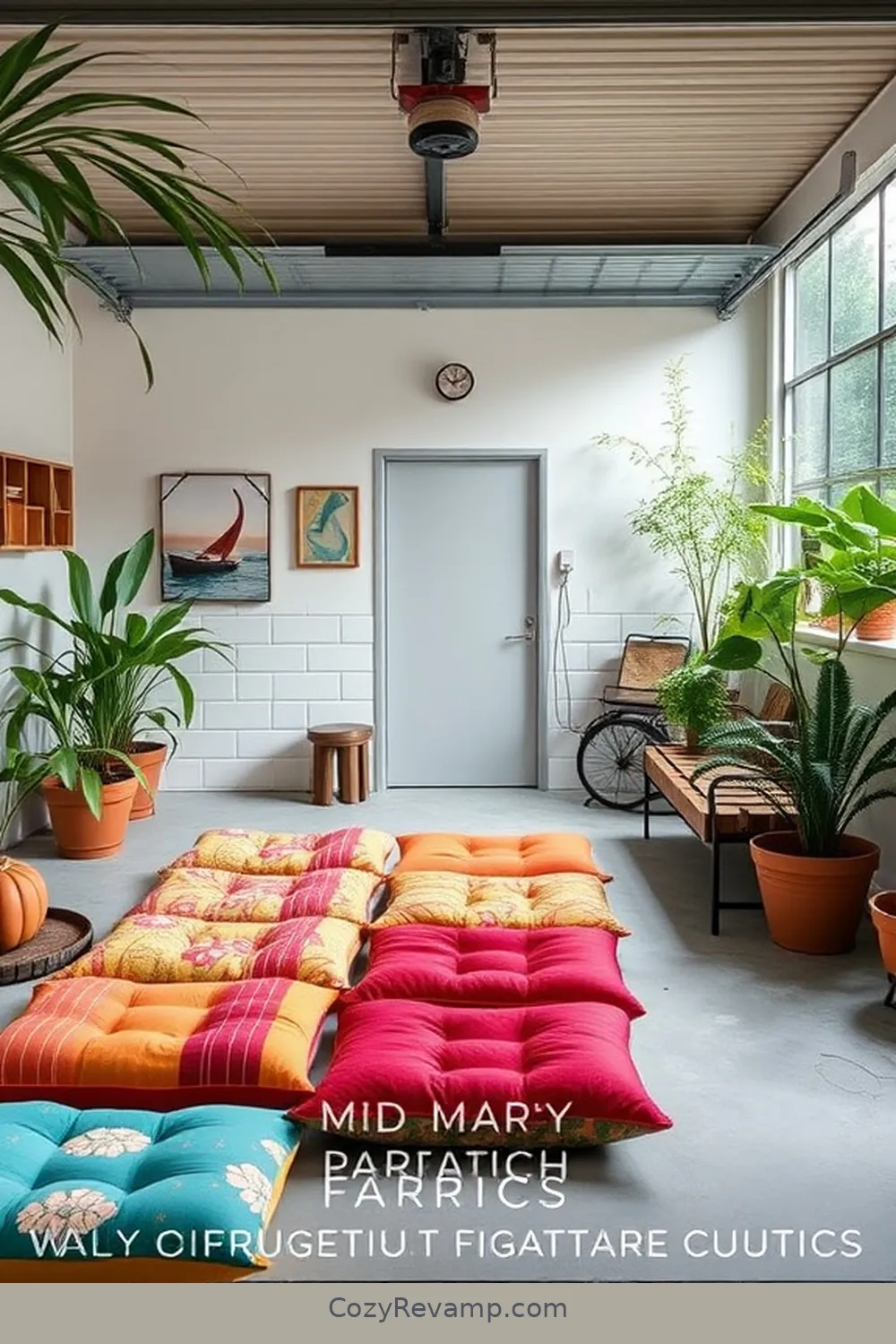 Use Upcycled Fabrics for Floor Cushions for 20 Ways to Design a Mid-Century Modern Garage With Upcycled Fabric Material