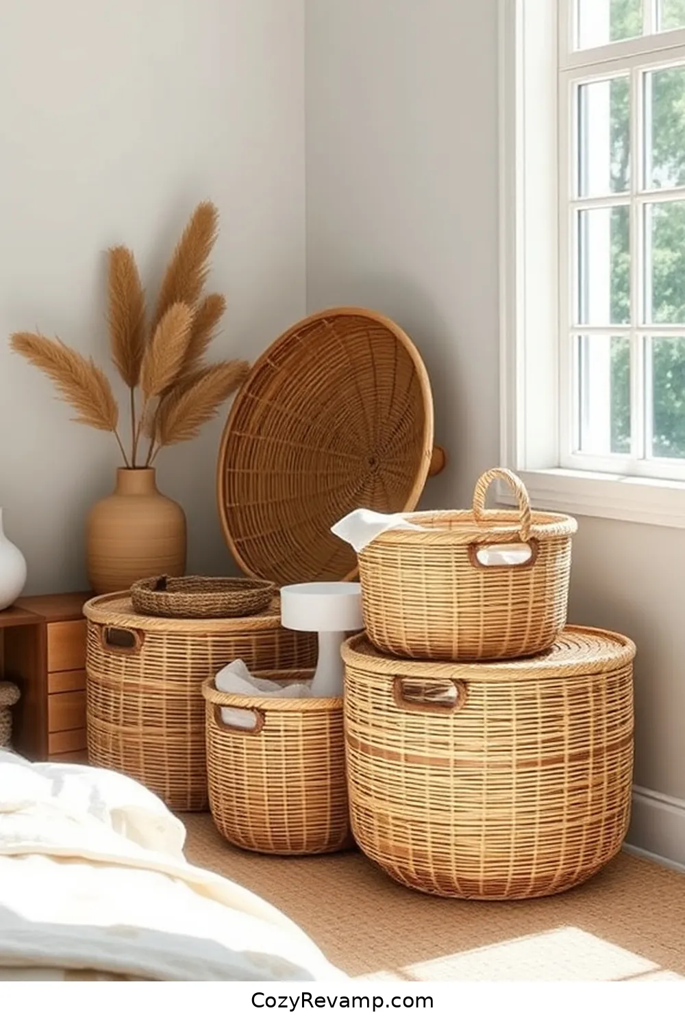 20 Ways to Use Bamboo Material in a Modern Farmhouse Bedroom 19 Bamboo Storage Baskets for 20 Ways to Use Bamboo Material in a Modern Farmhouse Bedroom