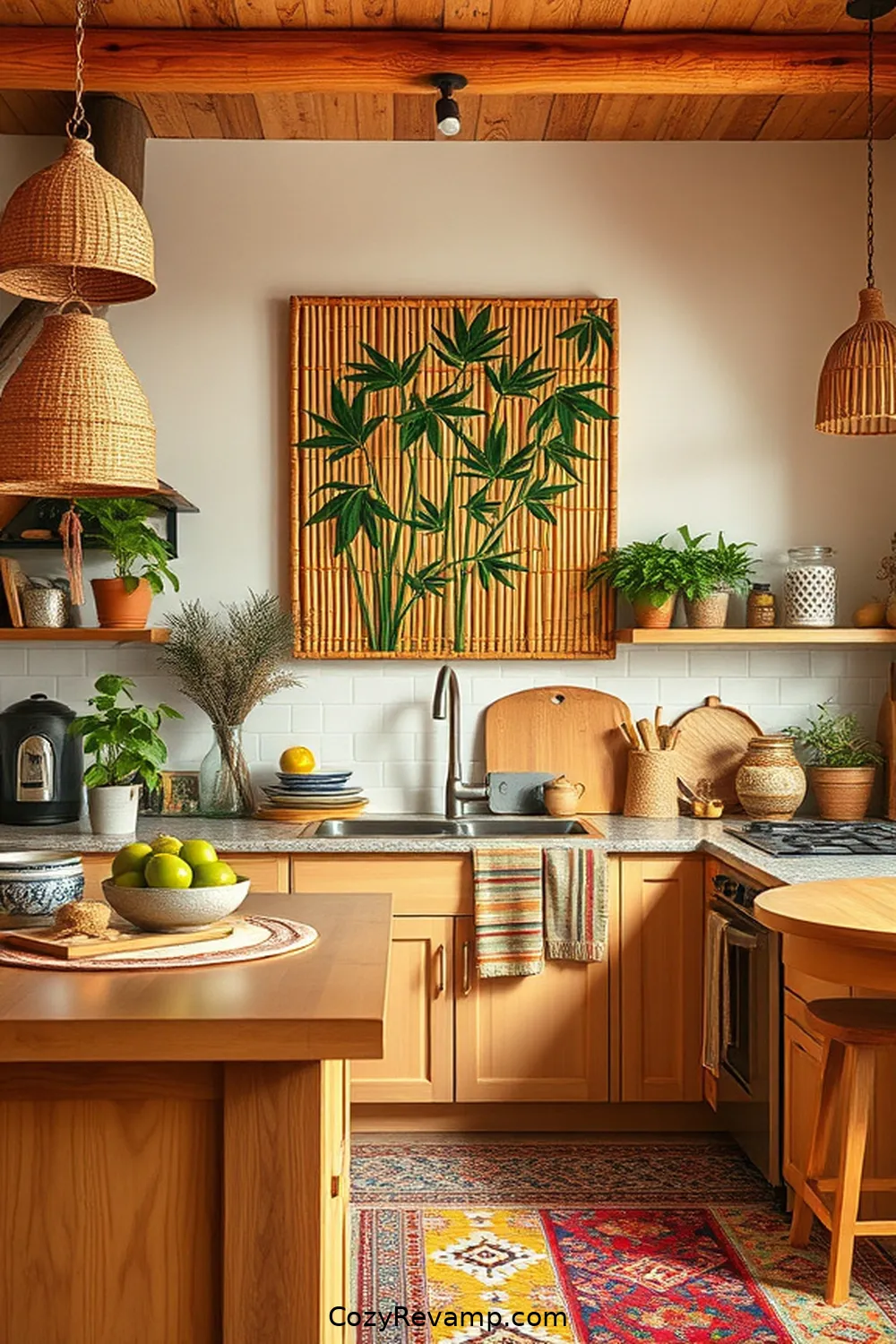 21 Creative Ways to Design a Bohemian Kitchen With Bamboo Material 10 Bamboo Wall Art: Infuse Culture and Color for 21 Creative Ways to Design a Bohemian Kitchen With Bamboo Material