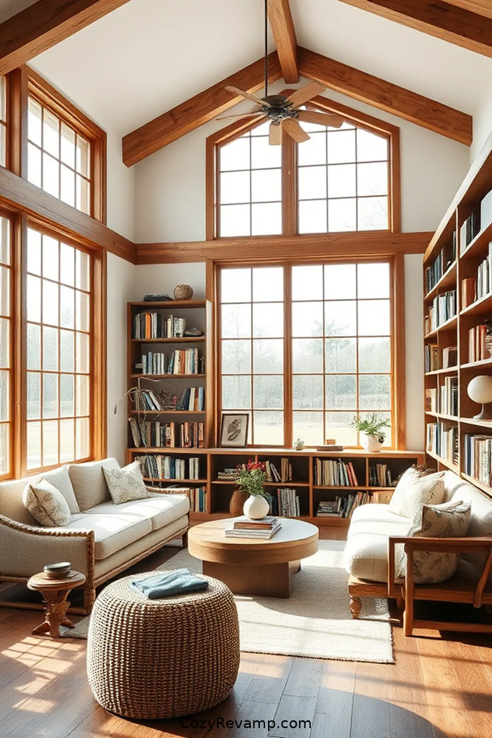 21 Essential Design Tips for a Modern Farmhouse Library With Organic Cotton Material 8 Opt for Large Windows to Enhance Natural Light for 21 Essential Design Tips for a Modern Farmhouse Library With Organic Cotton Material