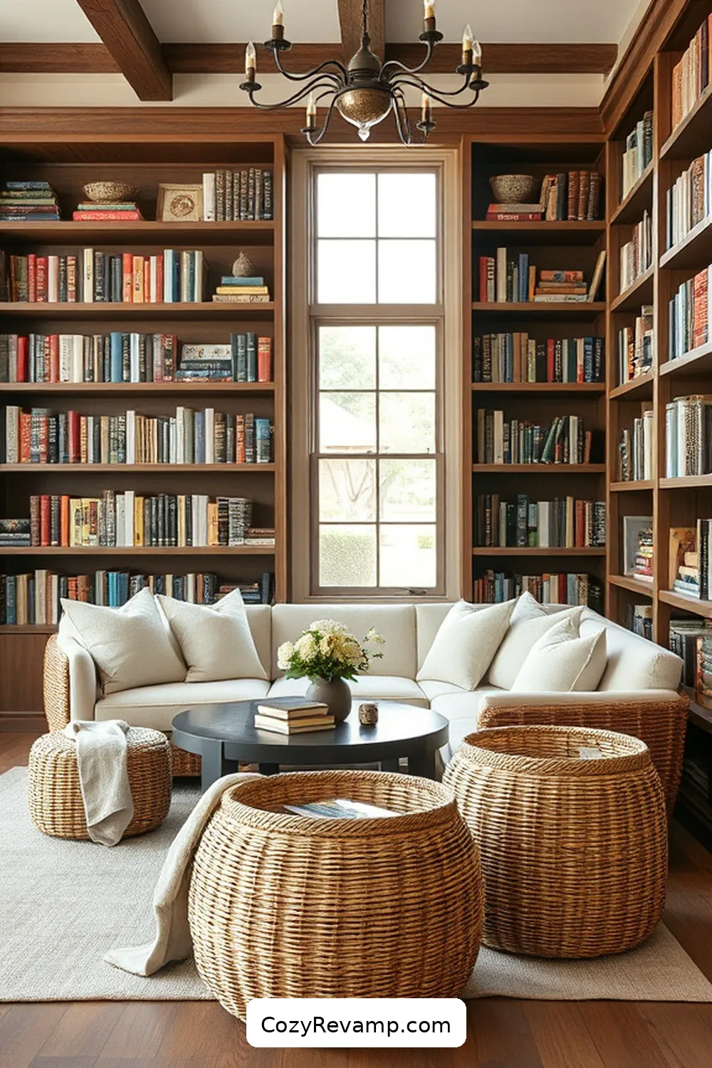 21 Essential Design Tips for a Modern Farmhouse Library With Organic Cotton Material 22 Use Baskets and Bins for Organization for 21 Essential Design Tips for a Modern Farmhouse Library With Organic Cotton Material
