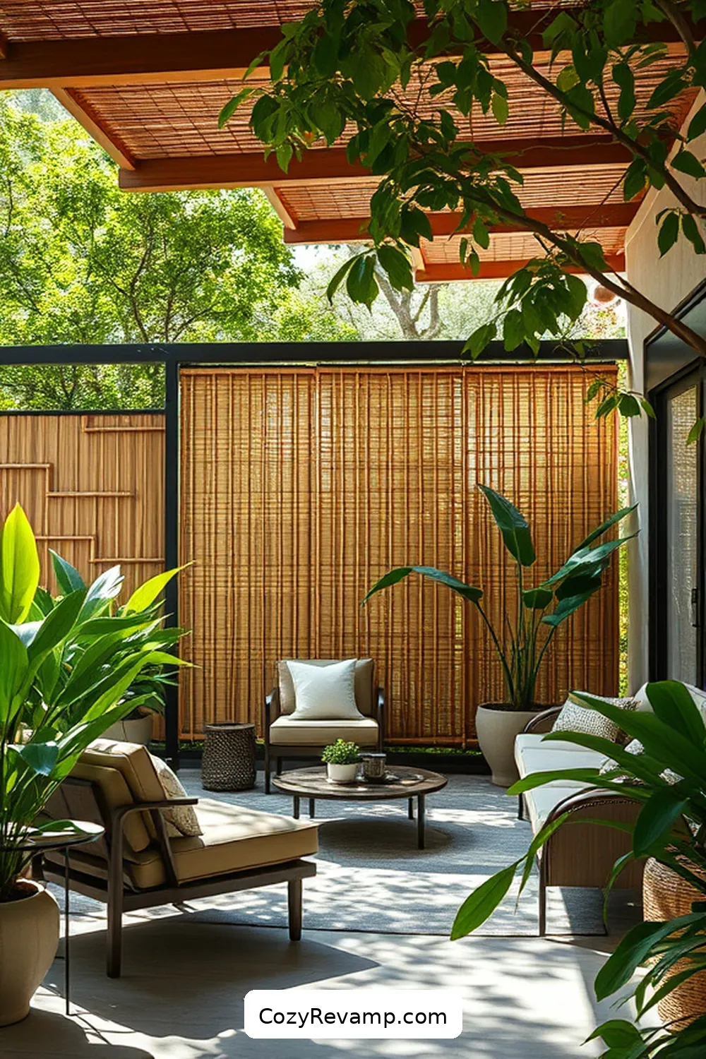 21 Essential Elements of Mid-Century Modern Outdoor Patios With Bamboo Material 15 Bamboo Privacy Screens for 21 Essential Elements of Mid-Century Modern Outdoor Patios With Bamboo Material