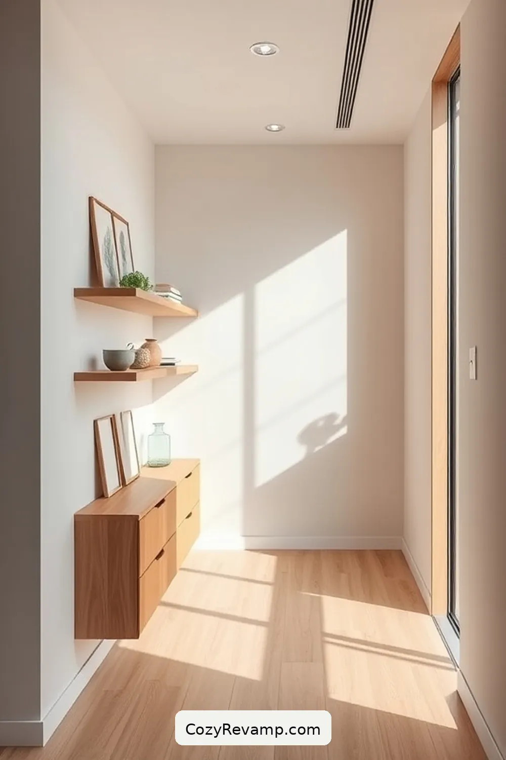 21 Essential Materials for Minimalist Hallways With Solar-Powered Lights 14 Open Shelving for 21 Essential Materials for Minimalist Hallways With Solar-Powered Lights