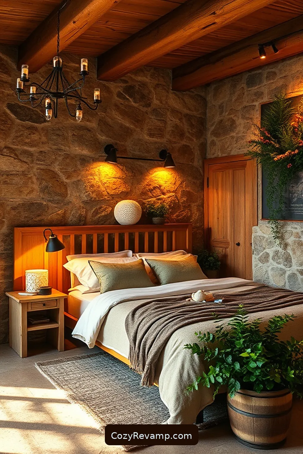 21 Essential Materials for Rustic Bedroom Solar-Powered Lights 17 16. Stone Accents for 21 Essential Materials for Rustic Bedroom Solar-Powered Lights