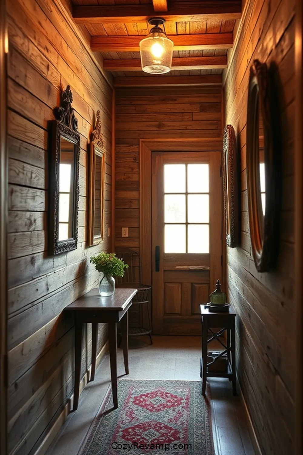 21 Essential Tips for Rustic Hallway Design With Reclaimed Materials 12 Use Antique Mirrors for 21 Essential Tips for Rustic Hallway Design With Reclaimed Materials