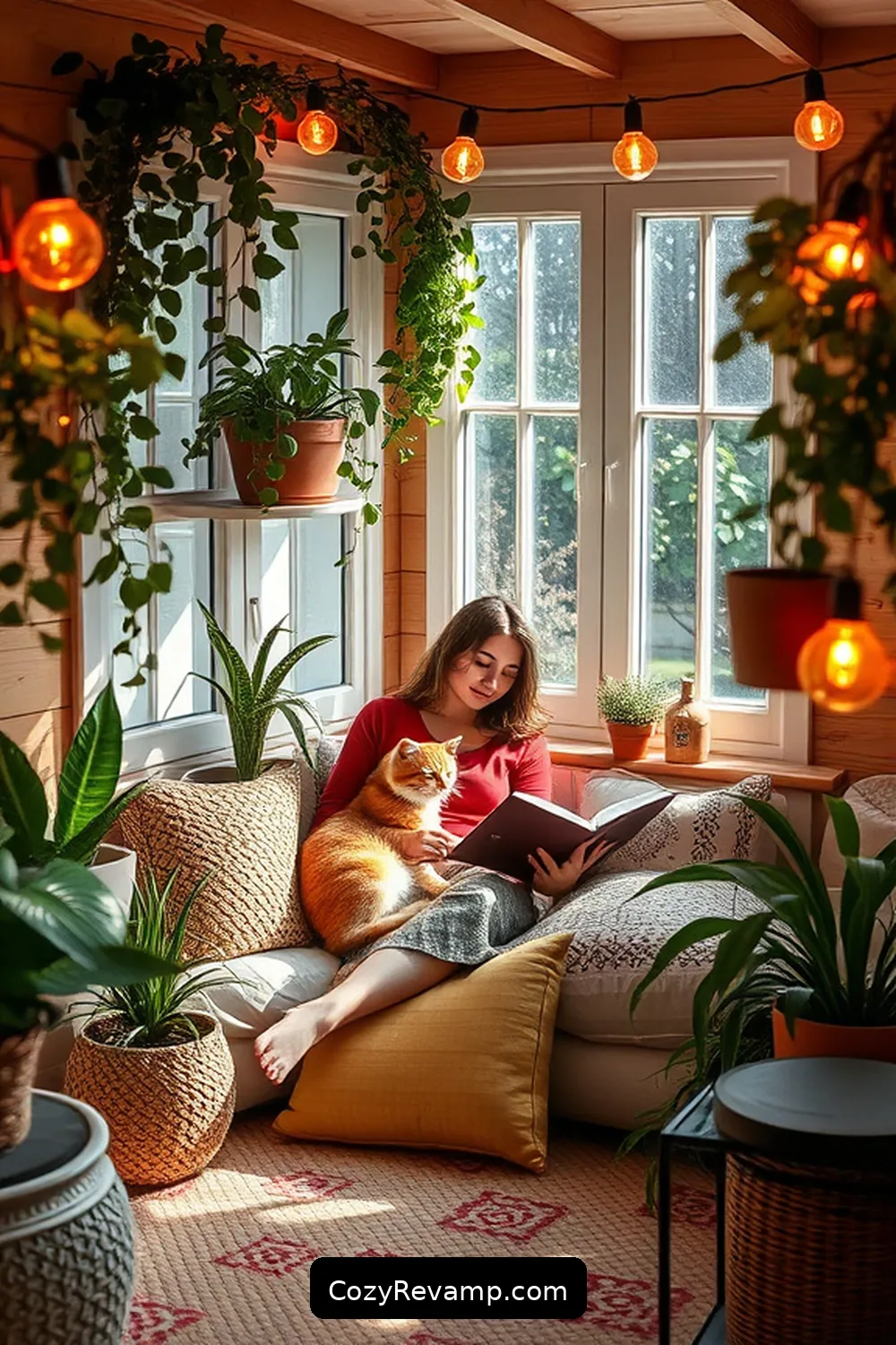 Cozy Reading Nook for 21 Essentials for a Bohemian Library With Solar-Powered Lights