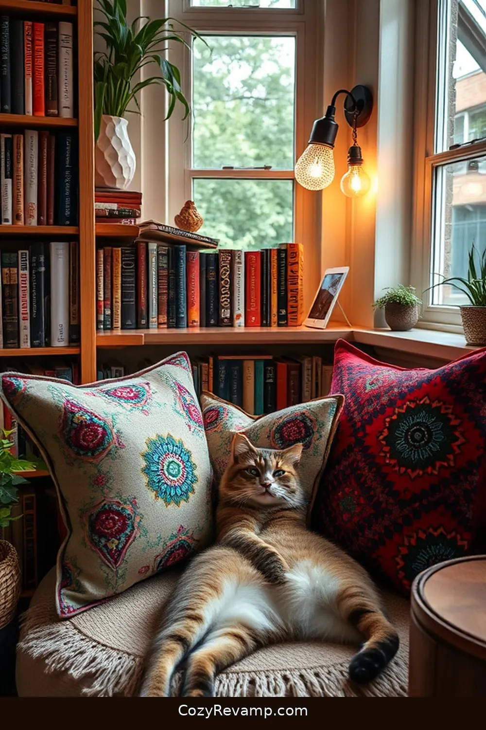 Eclectic Throw Pillows for 21 Essentials for a Bohemian Library With Solar-Powered Lights
