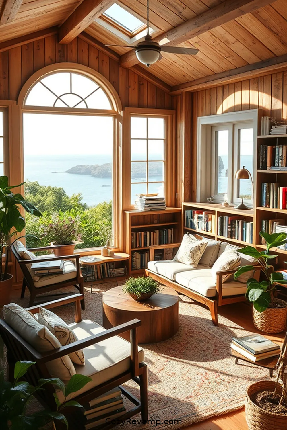 The Barnwood Reading Room for 21 Inspiring Coastal Libraries With Reclaimed Materials