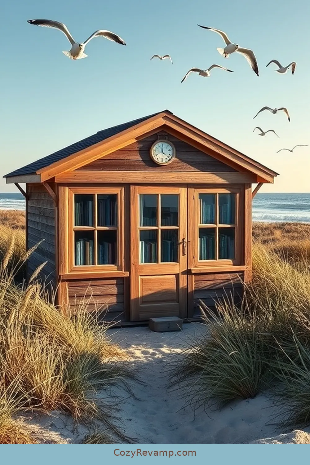 The Beachfront Book Exchange for 21 Inspiring Coastal Libraries With Reclaimed Materials