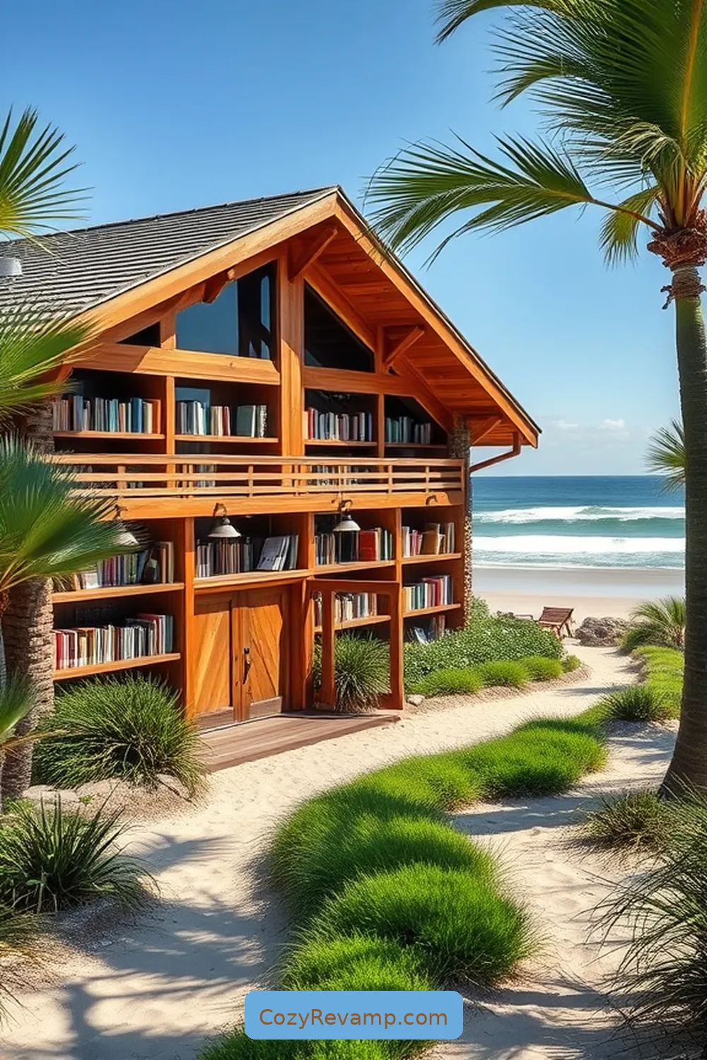 The Eco-Friendly Beachside Library for 21 Inspiring Coastal Libraries With Reclaimed Materials
