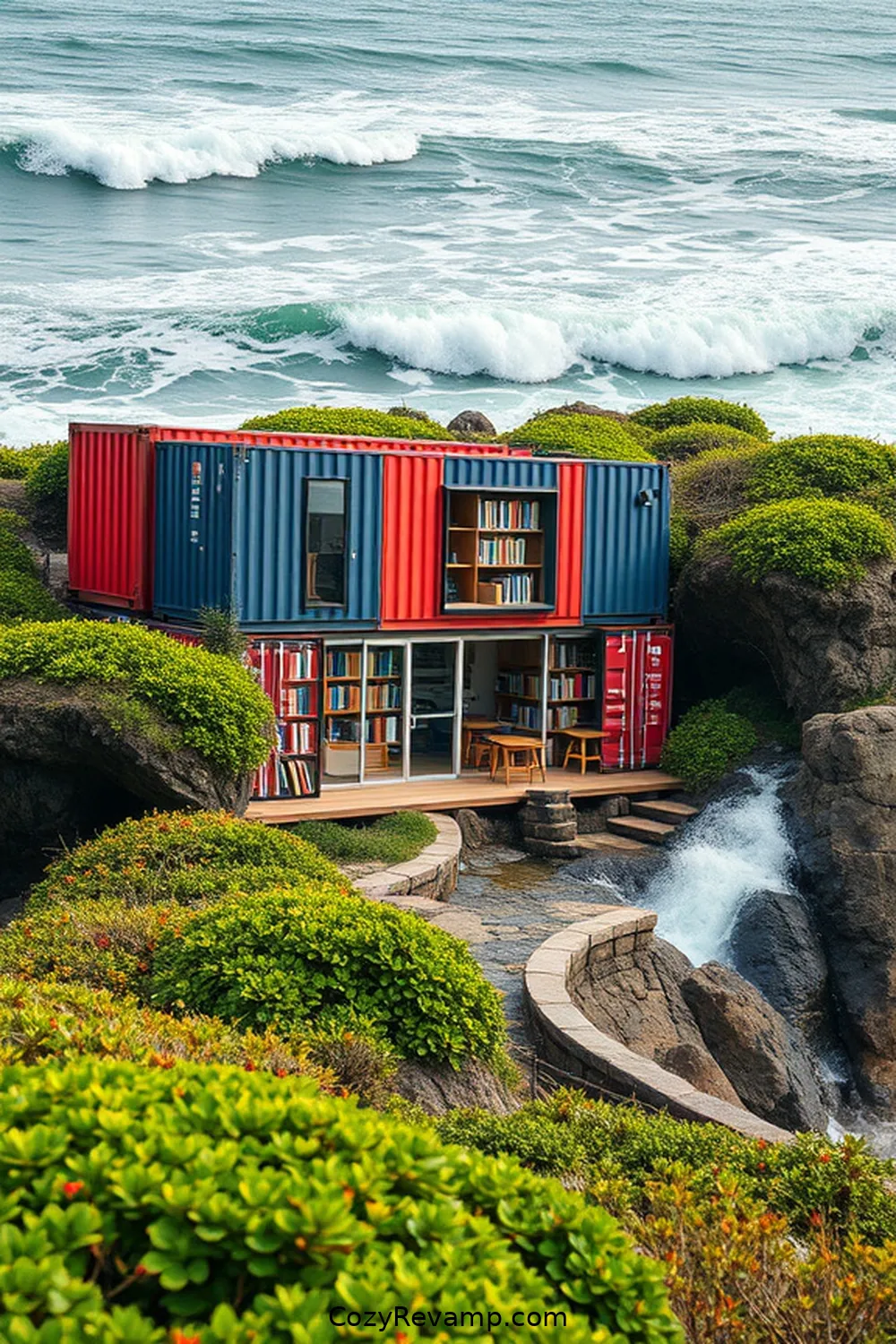 The Reclaimed Shipping Container Library for 21 Inspiring Coastal Libraries With Reclaimed Materials