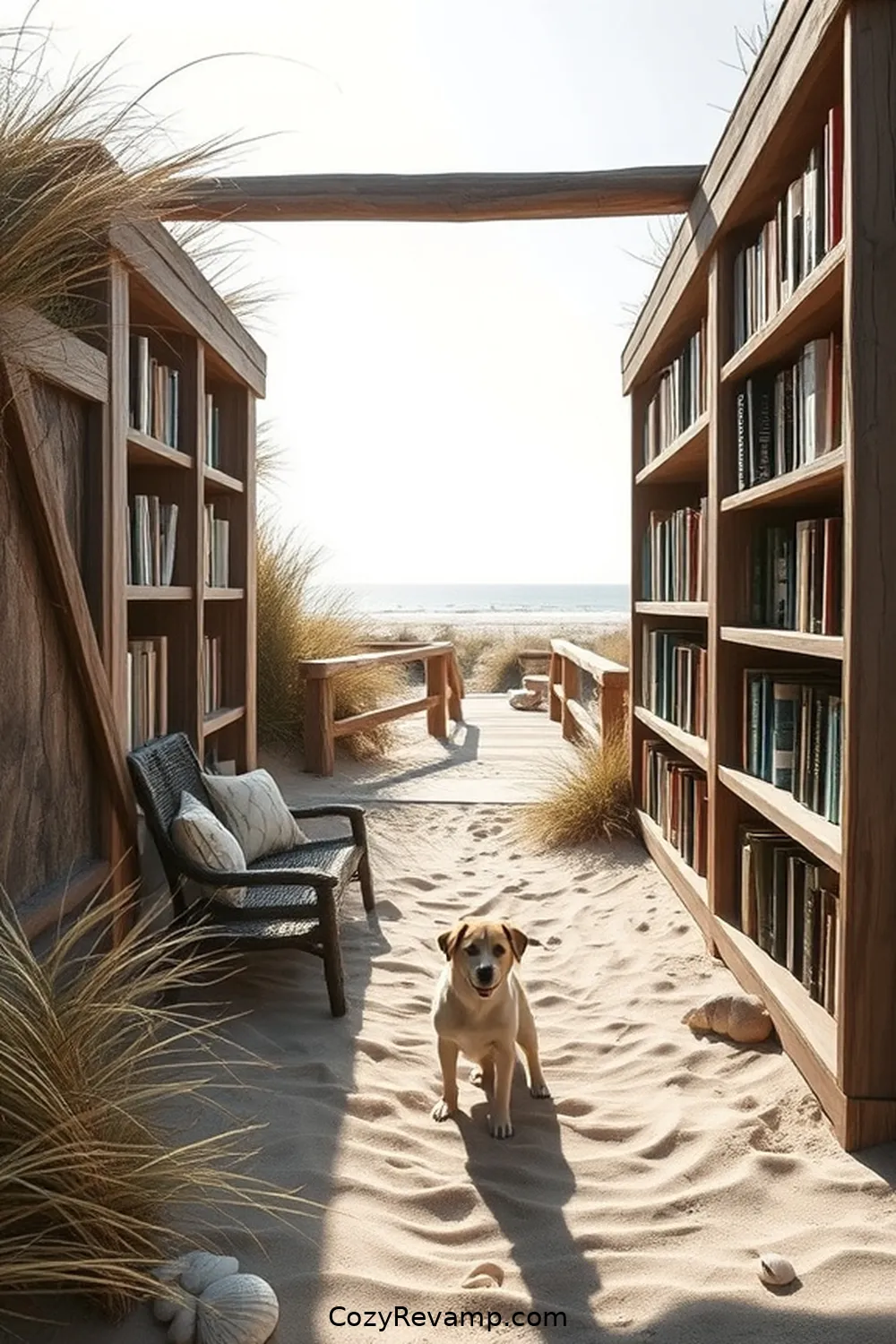 The Rustic Coastal Library for 21 Inspiring Coastal Libraries With Reclaimed Materials