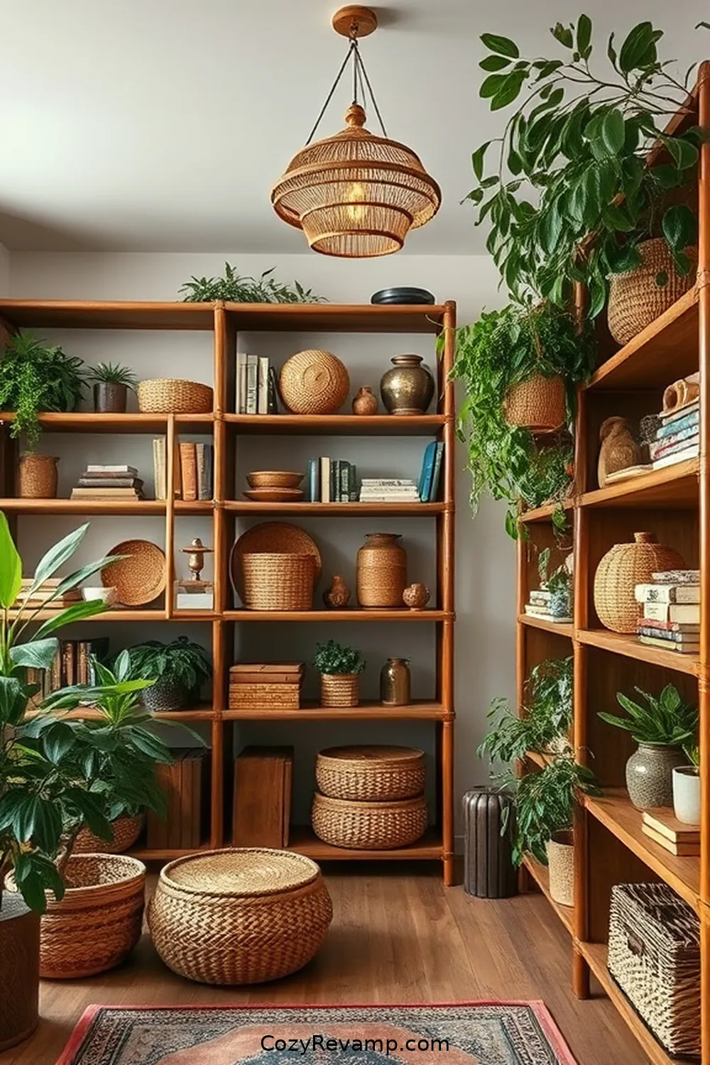 Incorporating Bamboo Accessories and Decor for 21 Inspiring Ideas for a Rustic Library Using Bamboo Material