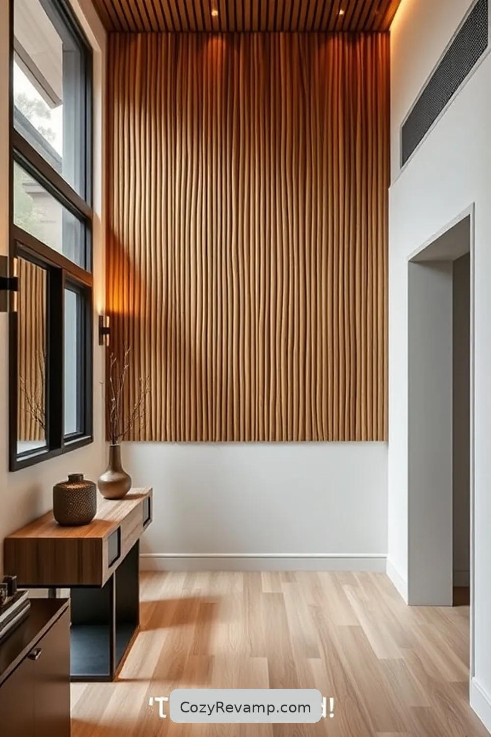 21 Inspiring Mid-Century Modern Entryways Utilizing Bamboo Material 2 Bamboo Accent Wall in a Minimalist Entryway for 21 Inspiring Mid-Century Modern Entryways Utilizing Bamboo Material