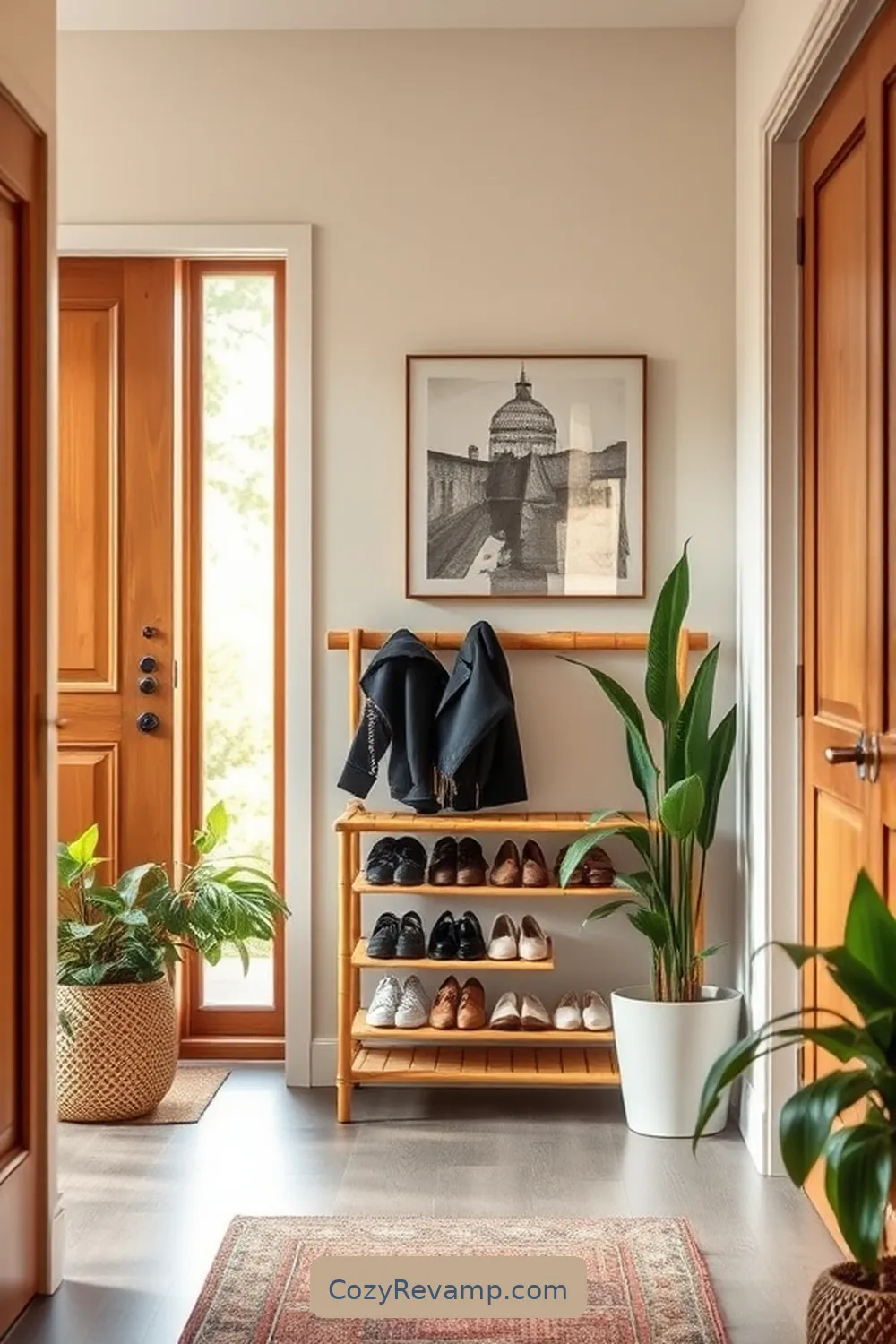 21 Inspiring Mid-Century Modern Entryways Utilizing Bamboo Material 12 Stylish Bamboo Shoe Racks for Organized Spaces for 21 Inspiring Mid-Century Modern Entryways Utilizing Bamboo Material