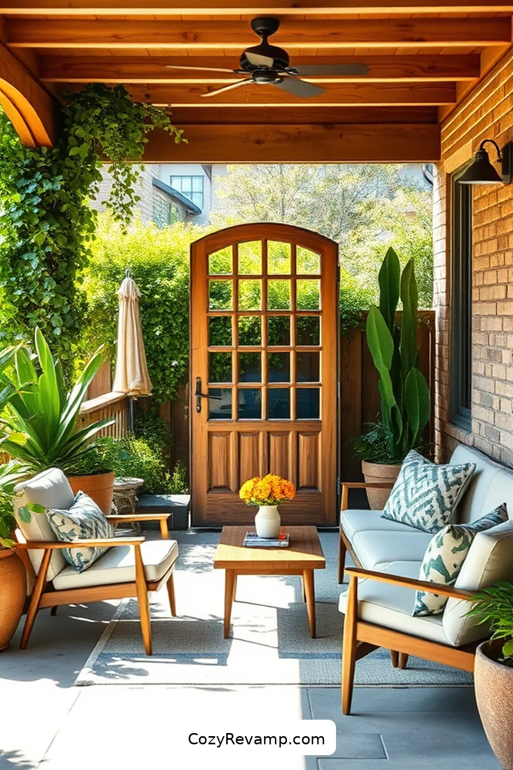 21 Inspiring Mid-Century Modern Outdoor Patio Ideas With Reclaimed Materials 10 Antique Door Screen for 21 Inspiring Mid-Century Modern Outdoor Patio Ideas With Reclaimed Materials