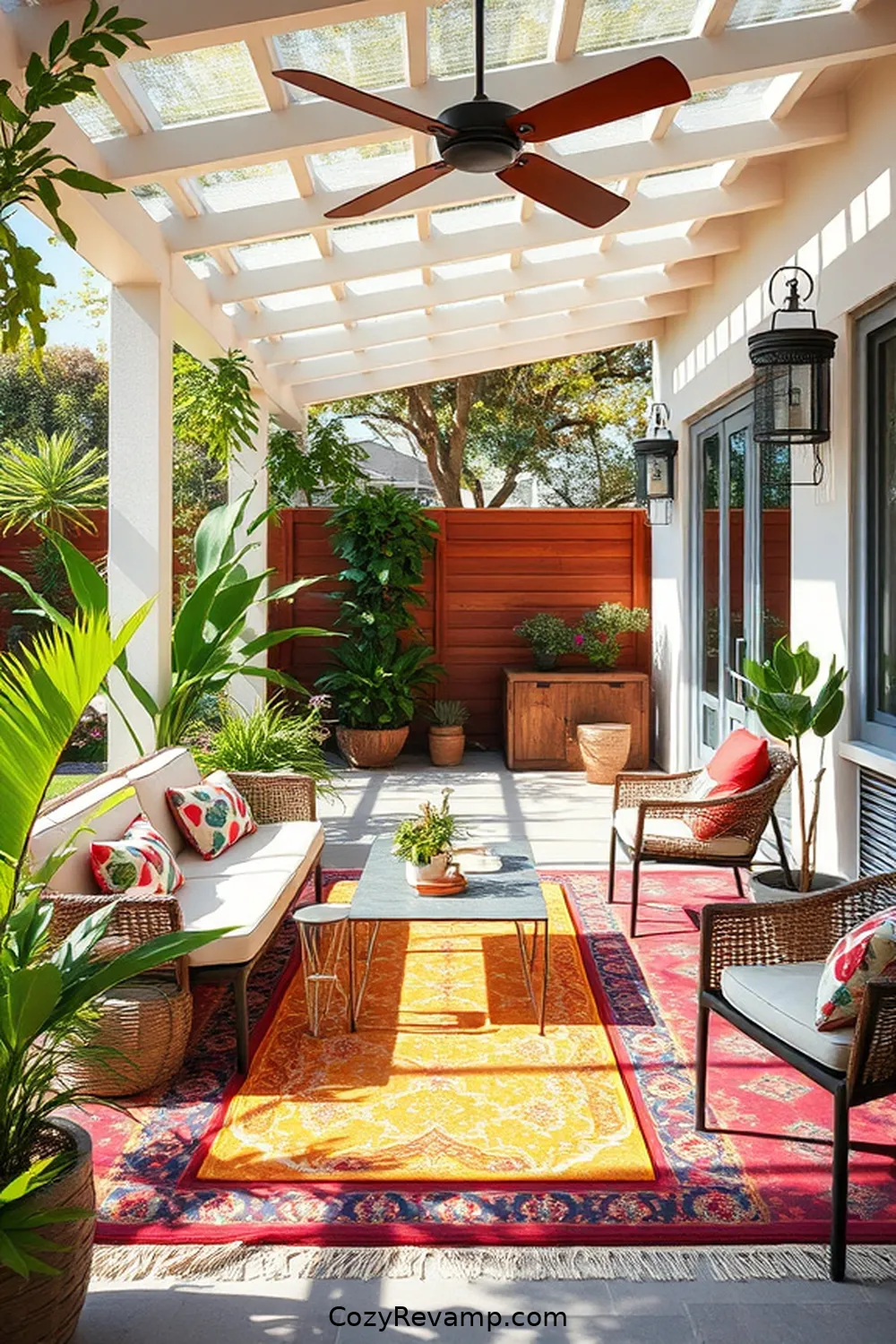 21 Inspiring Mid-Century Modern Outdoor Patio Ideas With Reclaimed Materials 15 Mid-Century Colorful Outdoor Rugs for 21 Inspiring Mid-Century Modern Outdoor Patio Ideas With Reclaimed Materials