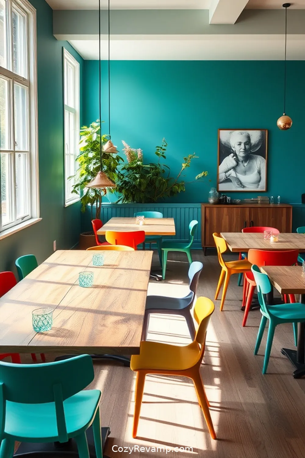 Bold Use of Color With Reclaimed Materials for 21 Inspiring Minimalist Dining Rooms With Reclaimed Materials