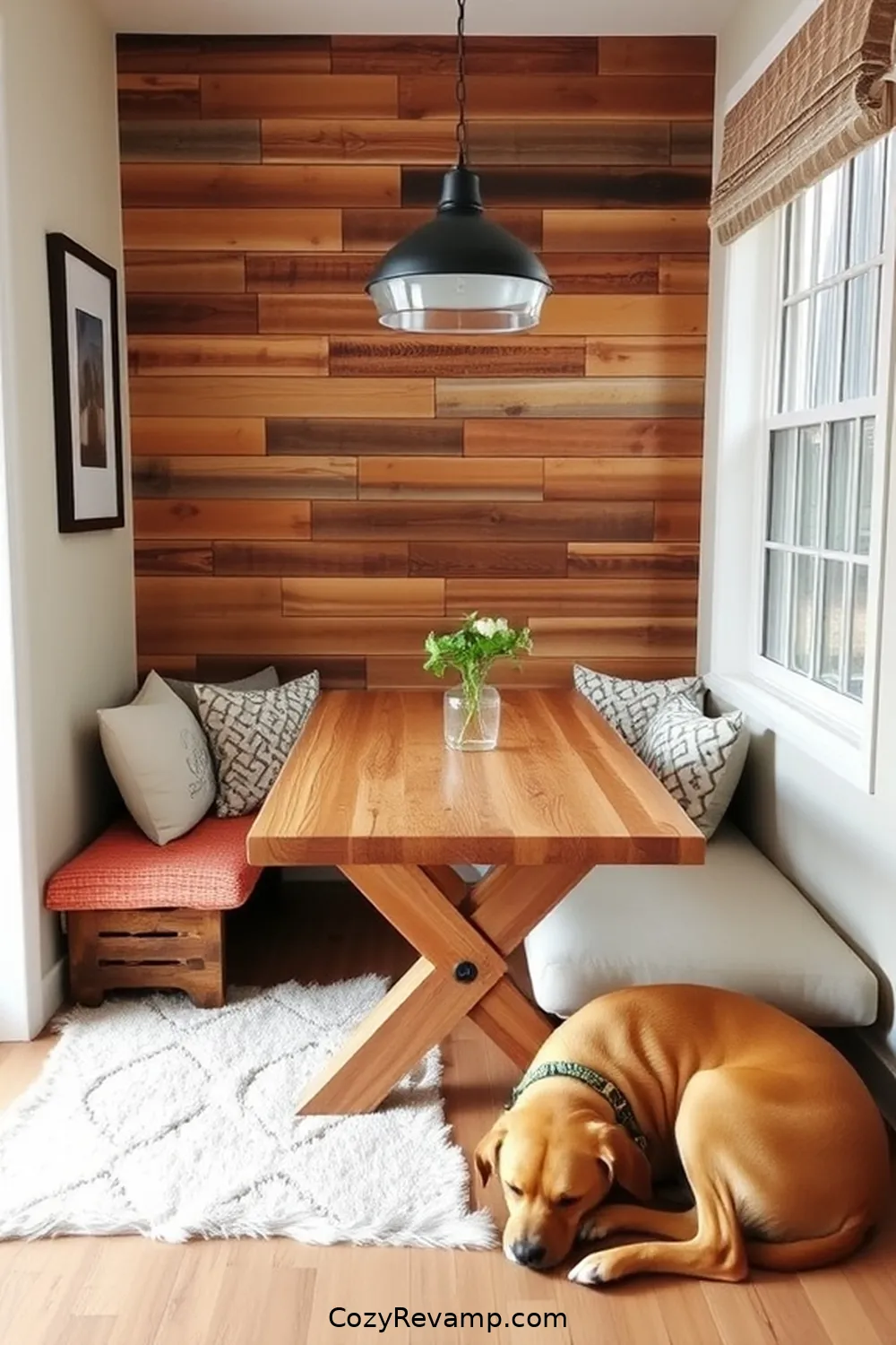 Cozy Nook With Reclaimed Pallet Wall for 21 Inspiring Minimalist Dining Rooms With Reclaimed Materials