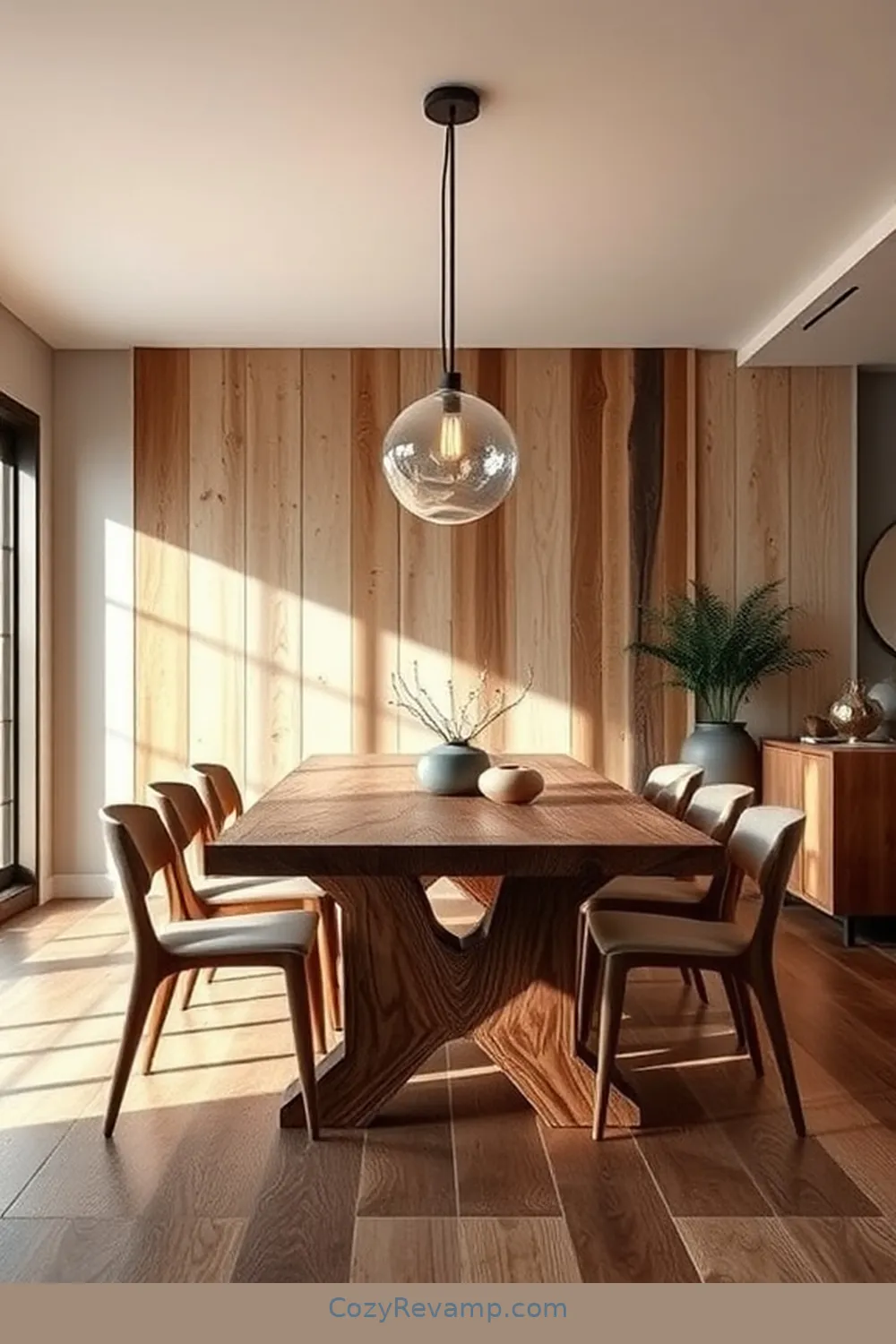 Creative Lighting Solutions in a Reclaimed Wood Setting for 21 Inspiring Minimalist Dining Rooms With Reclaimed Materials