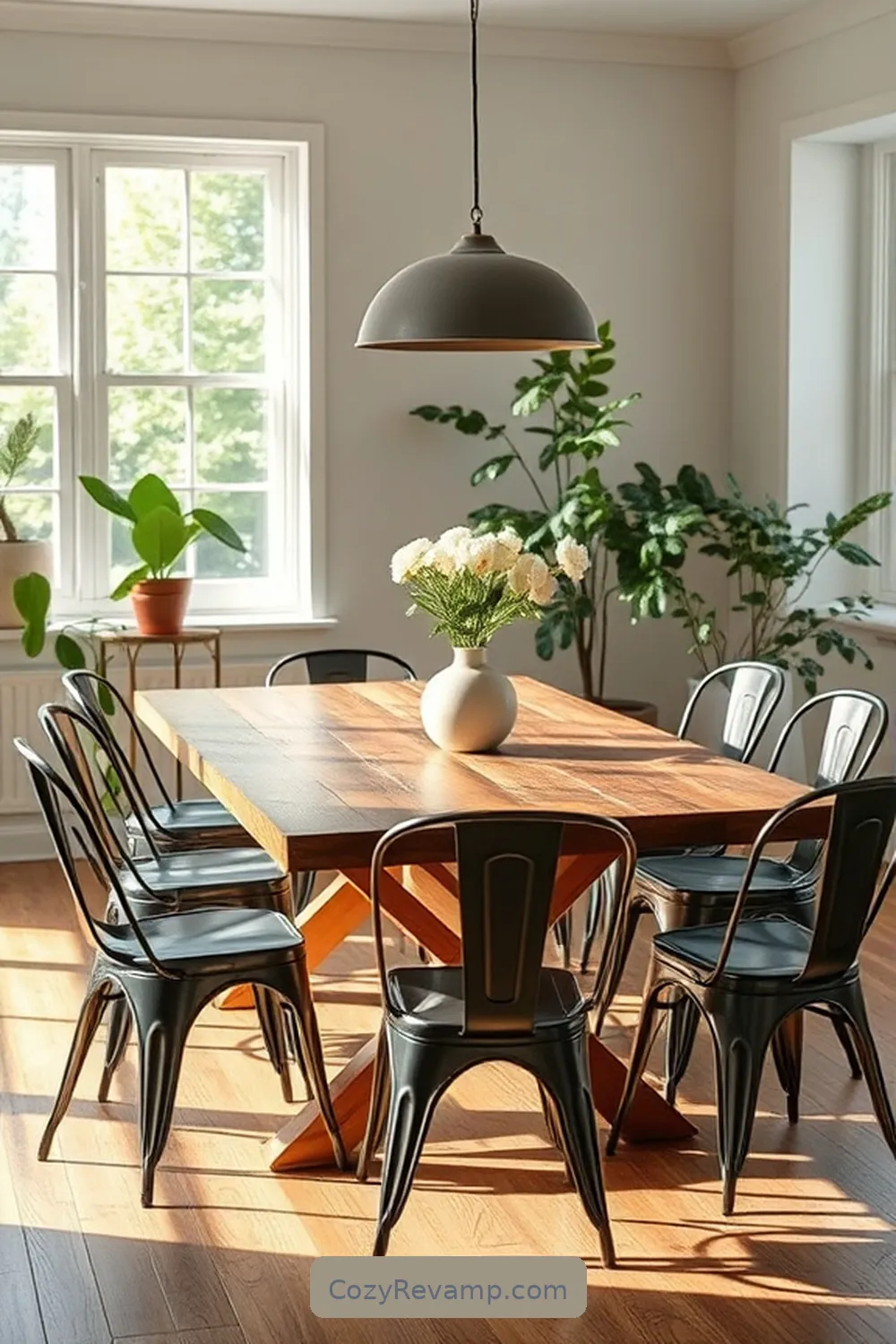 Eco-Friendly Dining With Upcycled Metal Chairs for 21 Inspiring Minimalist Dining Rooms With Reclaimed Materials