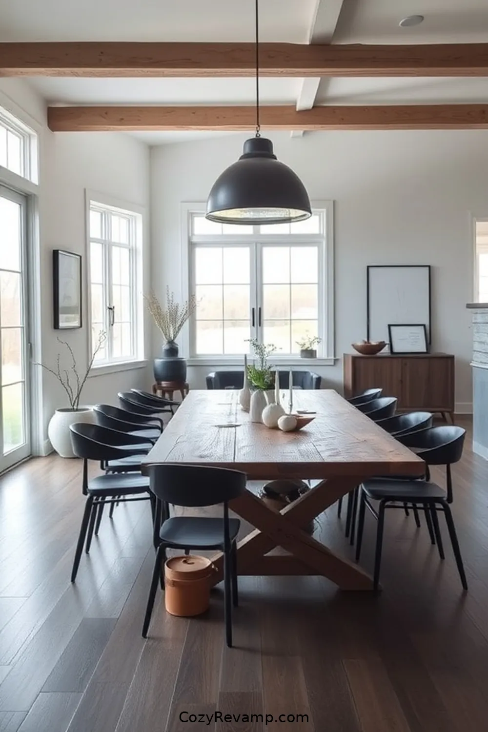 Farmhouse Style With a Modern Twist for 21 Inspiring Minimalist Dining Rooms With Reclaimed Materials