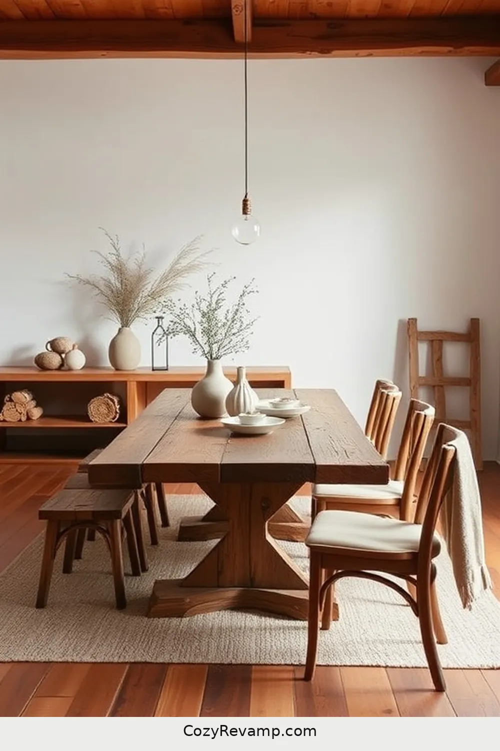 Neutral Tones Highlighting Reclaimed Furniture for 21 Inspiring Minimalist Dining Rooms With Reclaimed Materials