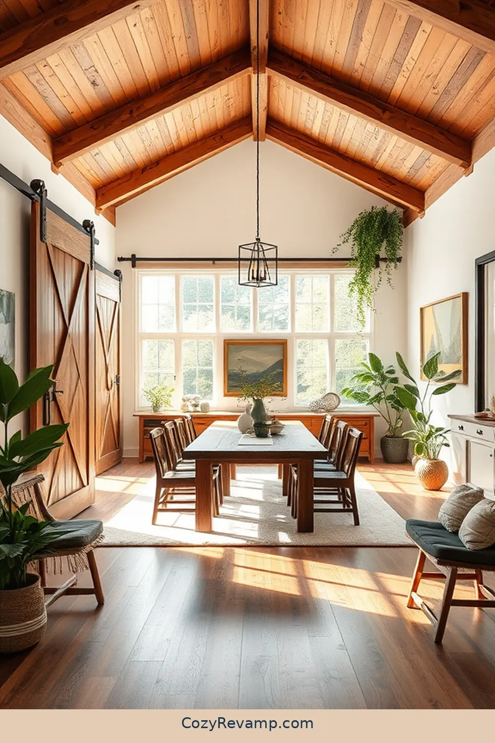 Open Concept Dining Room With Reclaimed Barn Doors for 21 Inspiring Minimalist Dining Rooms With Reclaimed Materials
