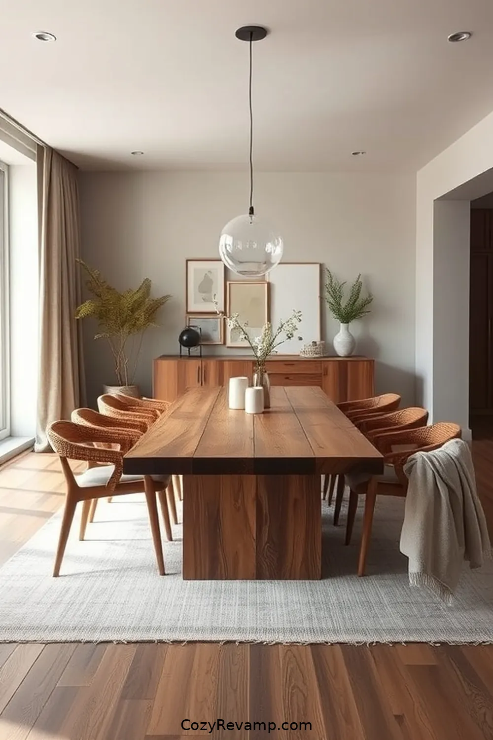 Sleek Lines and Natural Textures in a Dining Room for 21 Inspiring Minimalist Dining Rooms With Reclaimed Materials
