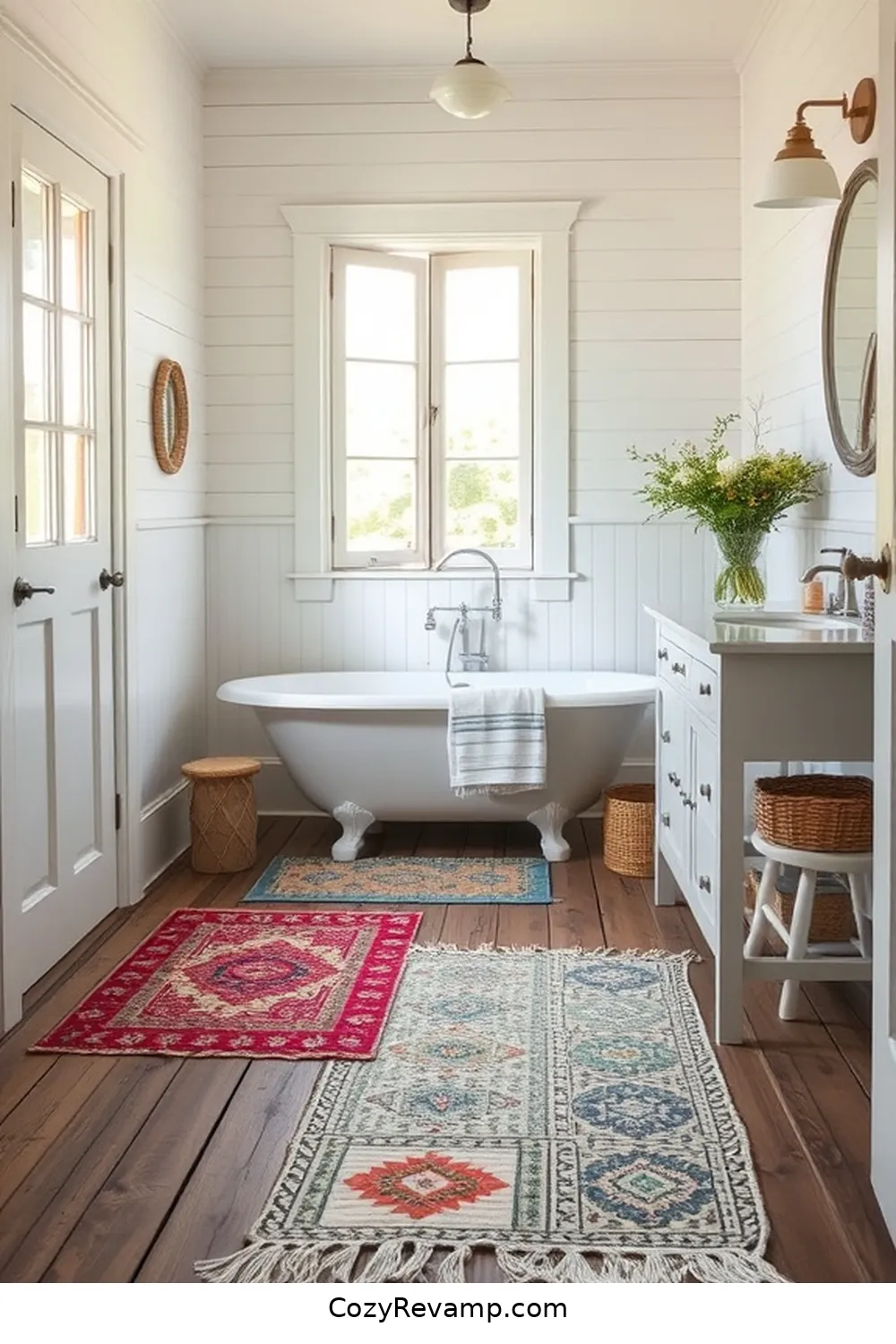 21 Inspiring Modern Farmhouse Bathroom Ideas With Upcycled Fabric Materials 21 20. Upcycled Fabric Rugs for 21 Inspiring Modern Farmhouse Bathroom Ideas With Upcycled Fabric Materials