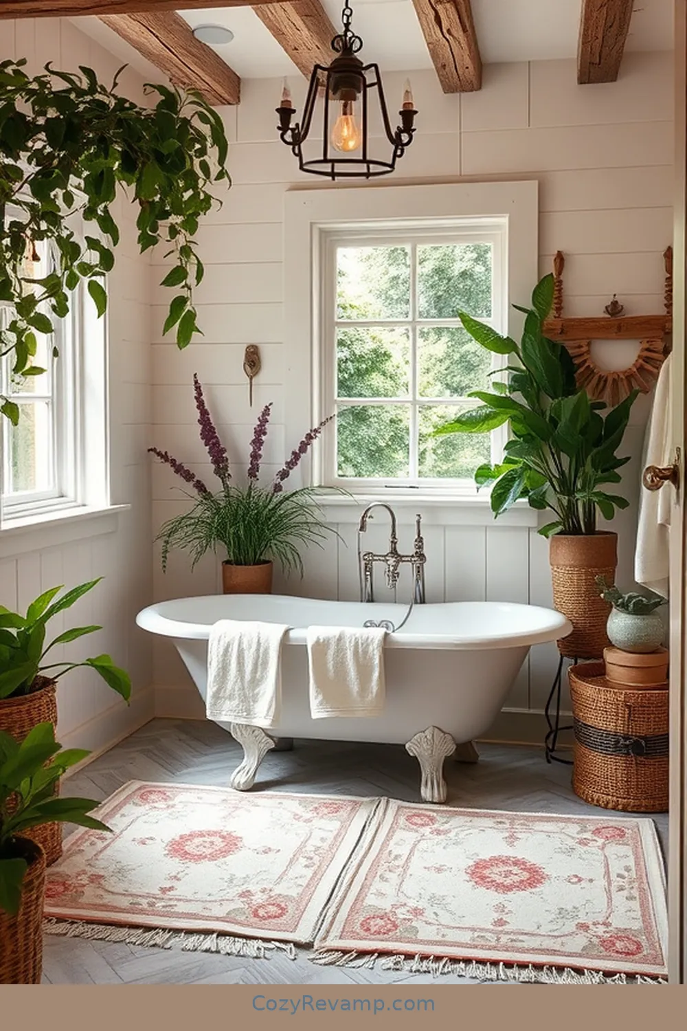 21 Inspiring Modern Farmhouse Bathroom Ideas With Upcycled Fabric Materials 5 4. Vintage Fabric Bath Mats for 21 Inspiring Modern Farmhouse Bathroom Ideas With Upcycled Fabric Materials