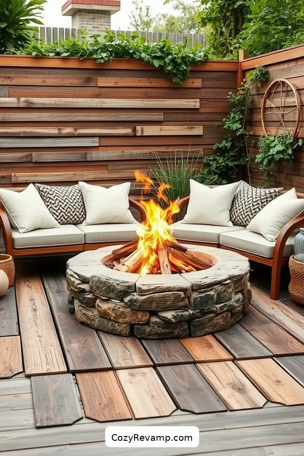 21 Inspiring Scandinavian Outdoor Patio Ideas Using Recycled Wood Materials 10 Scandinavian Fire Pit With Wooden Surround for 21 Inspiring Scandinavian Outdoor Patio Ideas Using Recycled Wood Materials