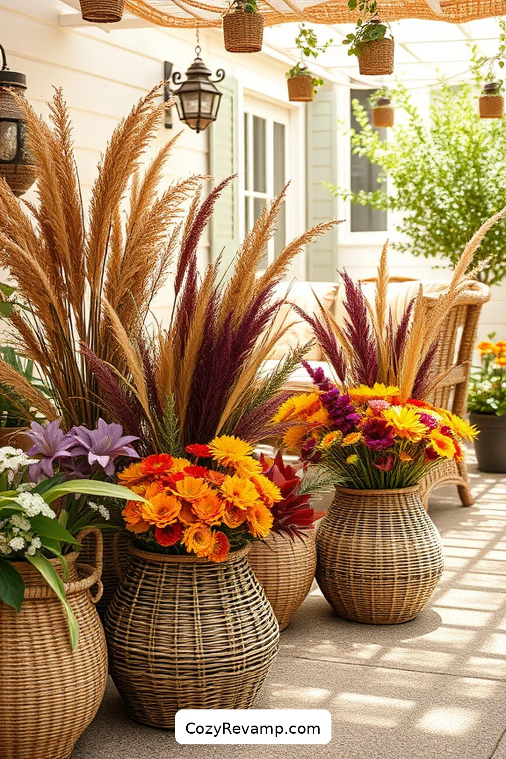 21 Must-Have Elements for a Bohemian Outdoor Patio With Natural Fibers 16 Dried Flower Arrangements for 21 Must-Have Elements for a Bohemian Outdoor Patio With Natural Fibers