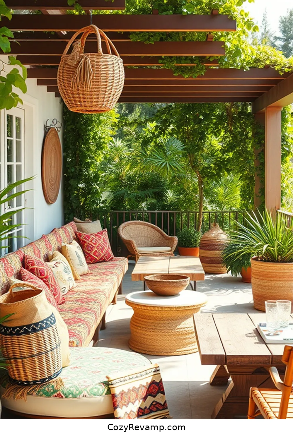 21 Must-Have Elements for a Bohemian Outdoor Patio With Natural Fibers 13 Handwoven Baskets for 21 Must-Have Elements for a Bohemian Outdoor Patio With Natural Fibers