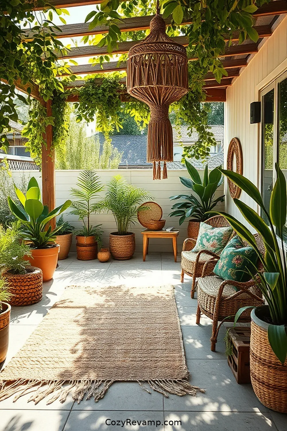 21 Must-Have Elements for a Bohemian Outdoor Patio With Natural Fibers 19 Layered Textures for 21 Must-Have Elements for a Bohemian Outdoor Patio With Natural Fibers