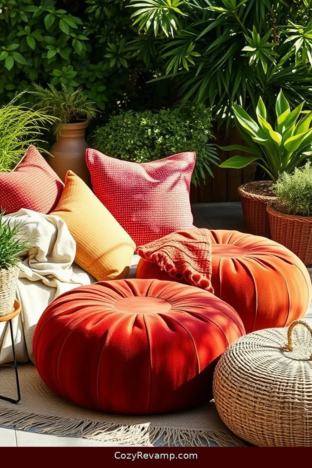 21 Must-Have Elements for a Bohemian Outdoor Patio With Natural Fibers 21 Outdoor Poufs for 21 Must-Have Elements for a Bohemian Outdoor Patio With Natural Fibers