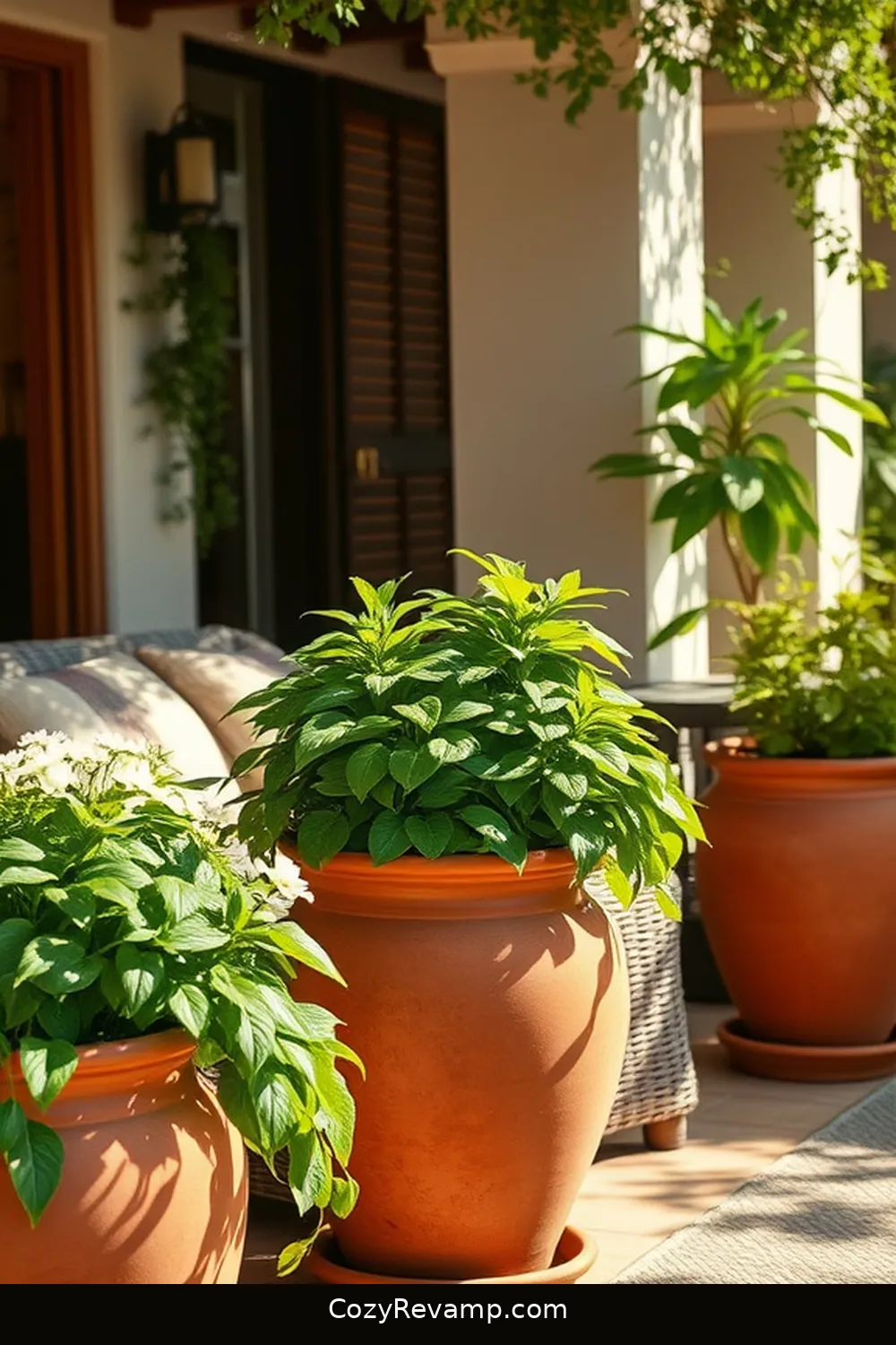21 Must-Have Elements for a Bohemian Outdoor Patio With Natural Fibers 10 Terracotta Planters for 21 Must-Have Elements for a Bohemian Outdoor Patio With Natural Fibers