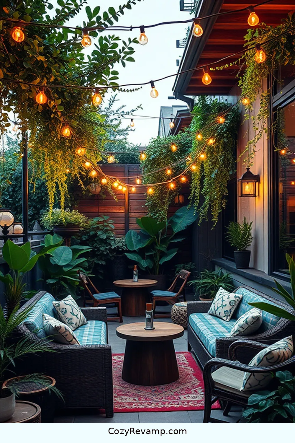 21 Must-Have Elements for a Bohemian Outdoor Patio With Natural Fibers 22 Twinkling String Lights for 21 Must-Have Elements for a Bohemian Outdoor Patio With Natural Fibers