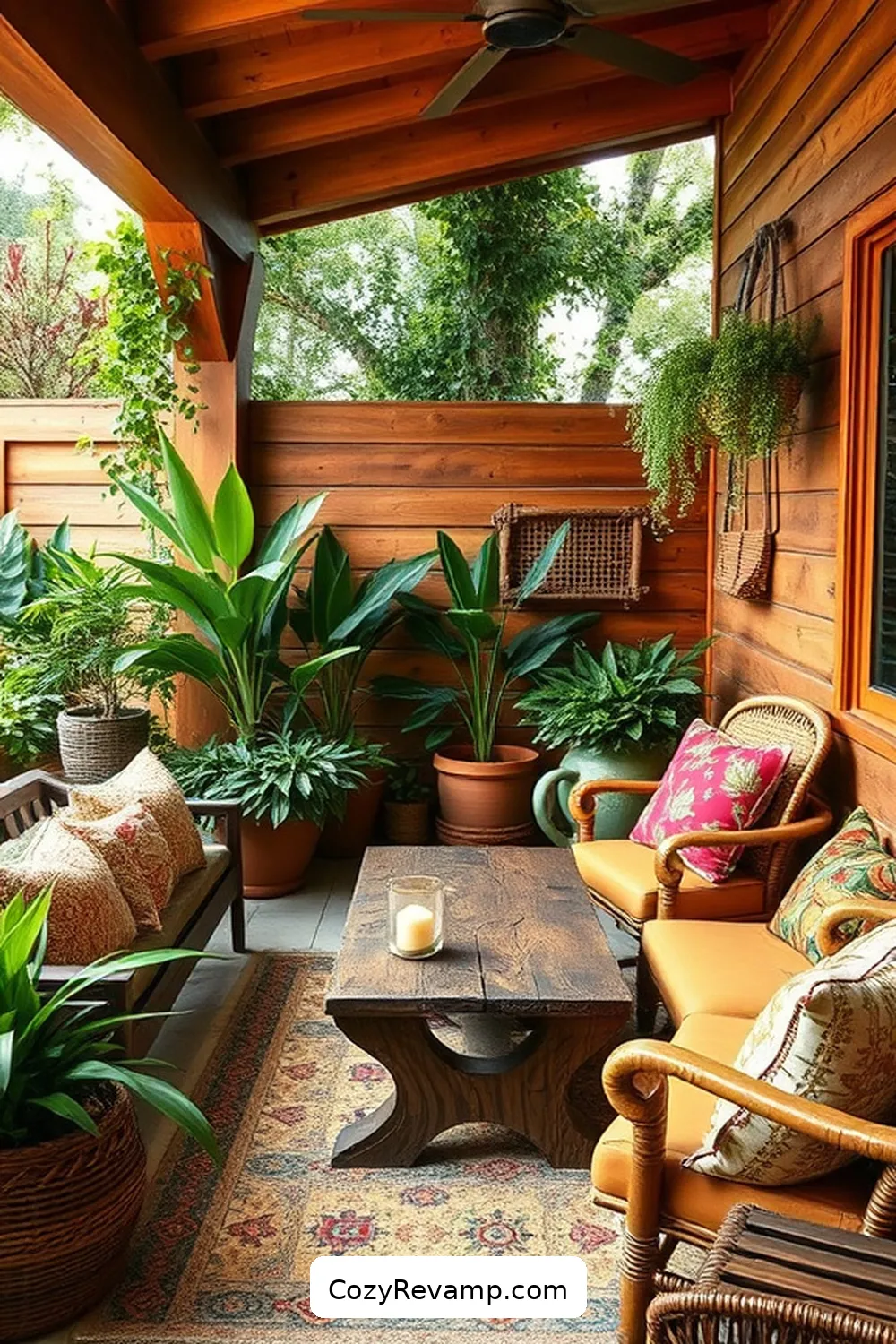 21 Must-Have Elements for a Bohemian Outdoor Patio With Natural Fibers 9 Wooden Accents for 21 Must-Have Elements for a Bohemian Outdoor Patio With Natural Fibers