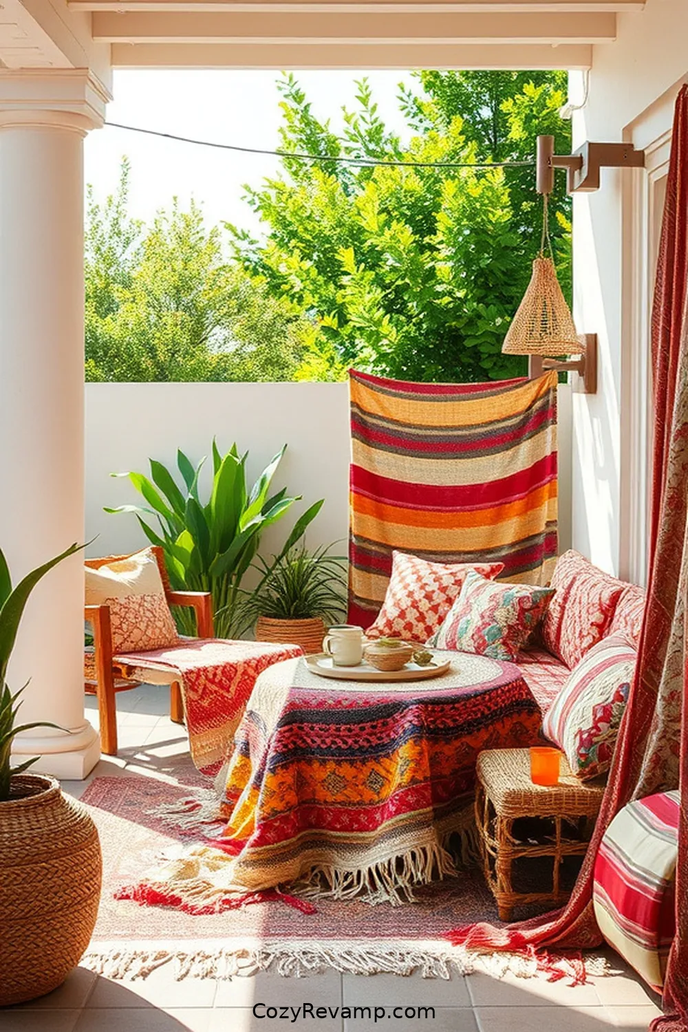 21 Must-Have Elements for a Bohemian Outdoor Patio With Natural Fibers 2 Woven Textiles for 21 Must-Have Elements for a Bohemian Outdoor Patio With Natural Fibers