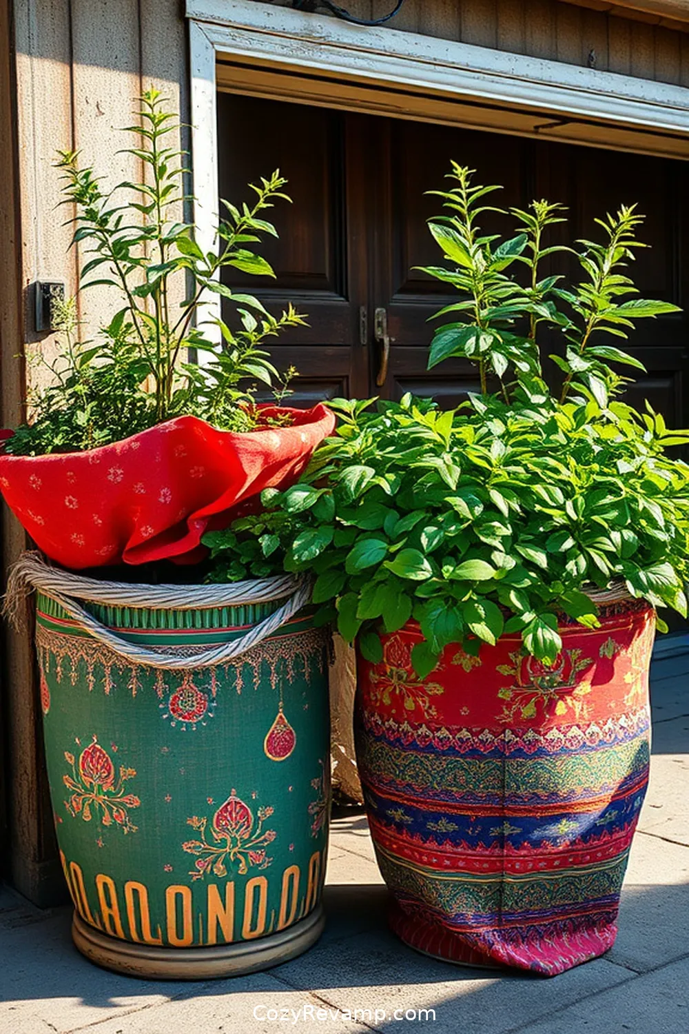 21 Ways to Create a Bohemian Garage With Upcycled Fabric Material 15 Fabric-Covered Planters for Greenery for 21 Ways to Create a Bohemian Garage With Upcycled Fabric Material