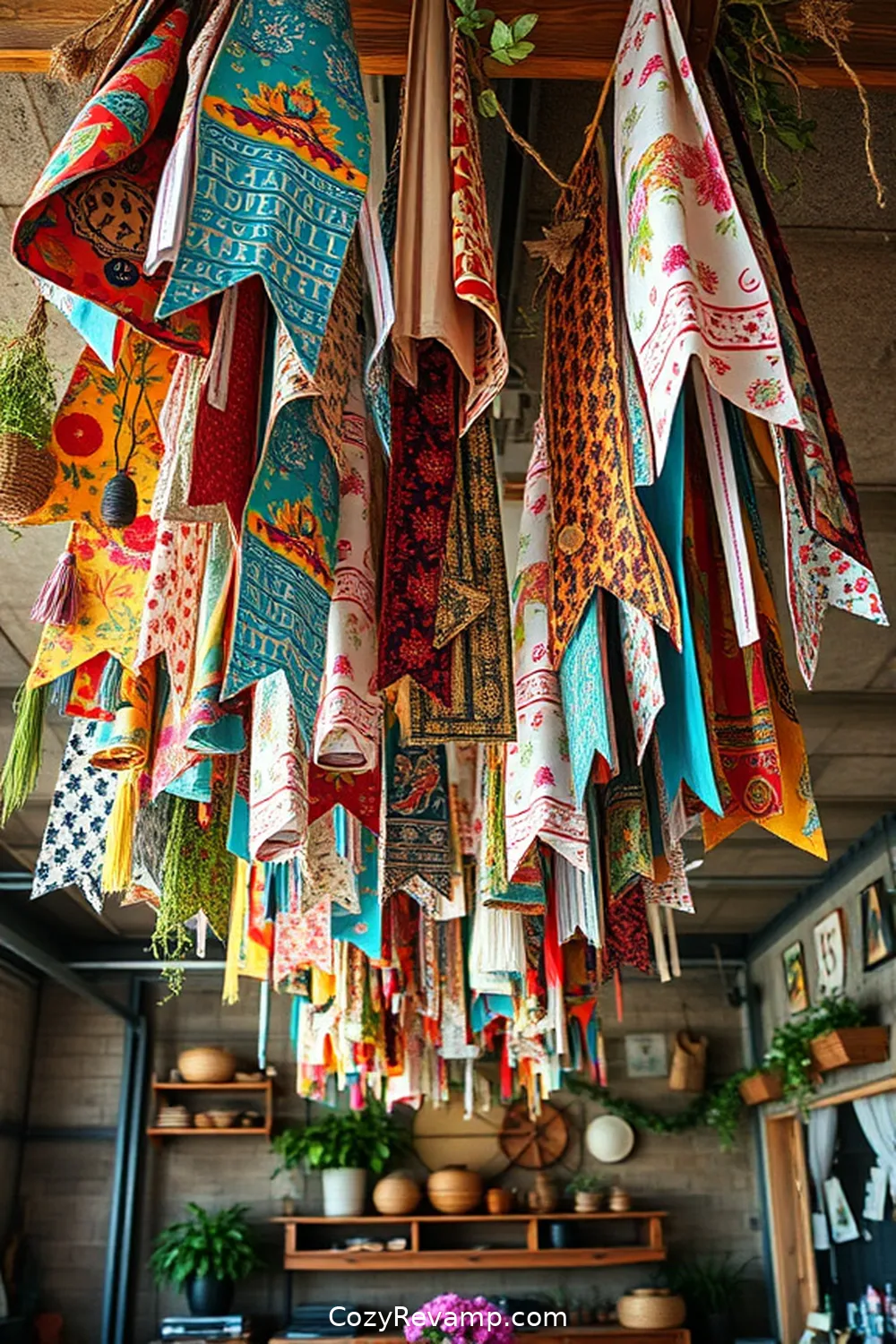 21 Ways to Create a Bohemian Garage With Upcycled Fabric Material 10 Fabric Scrap Banners for Decoration for 21 Ways to Create a Bohemian Garage With Upcycled Fabric Material
