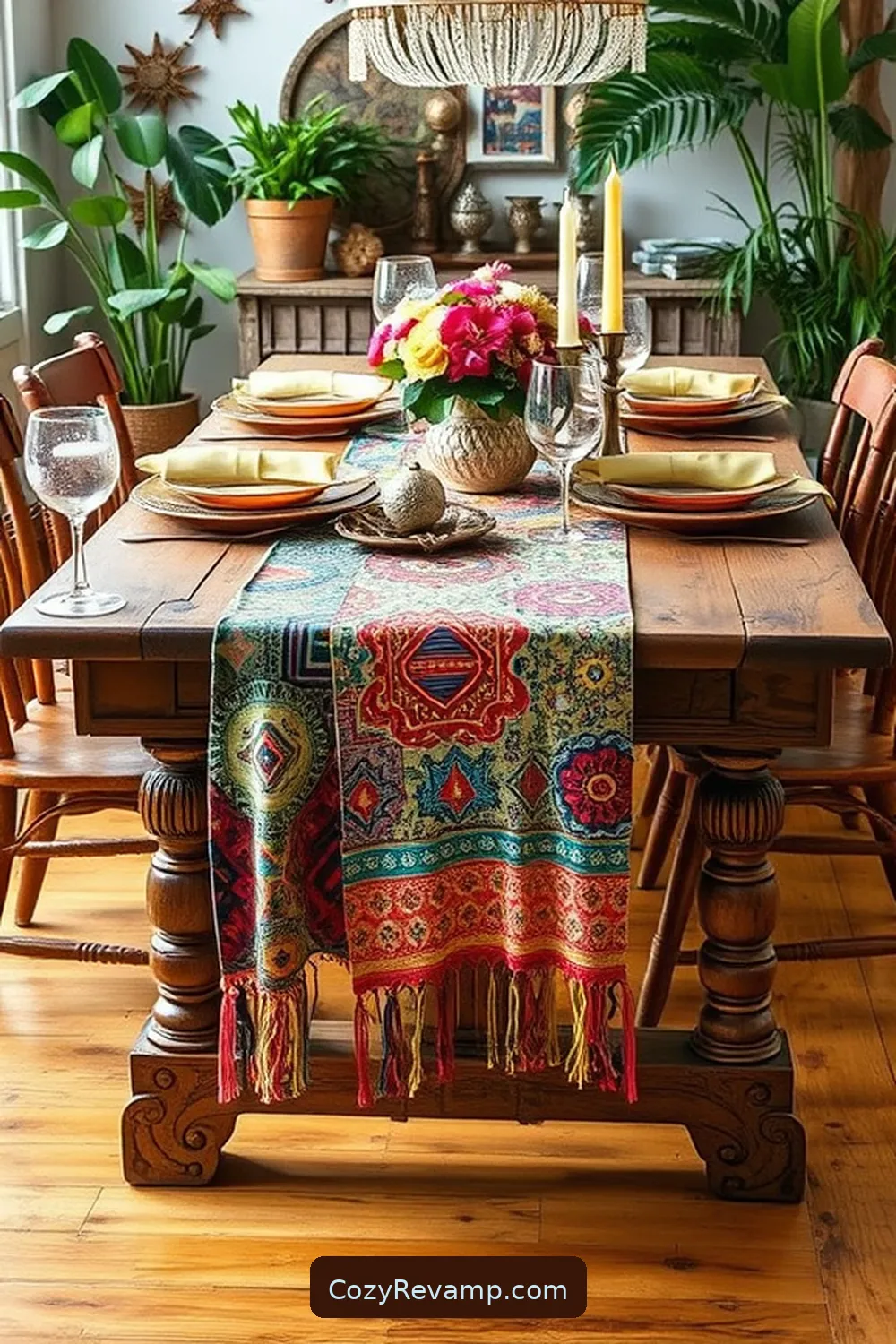 21 Ways to Create a Bohemian Garage With Upcycled Fabric Material 17 Upcycled Fabric Table Runner for 21 Ways to Create a Bohemian Garage With Upcycled Fabric Material
